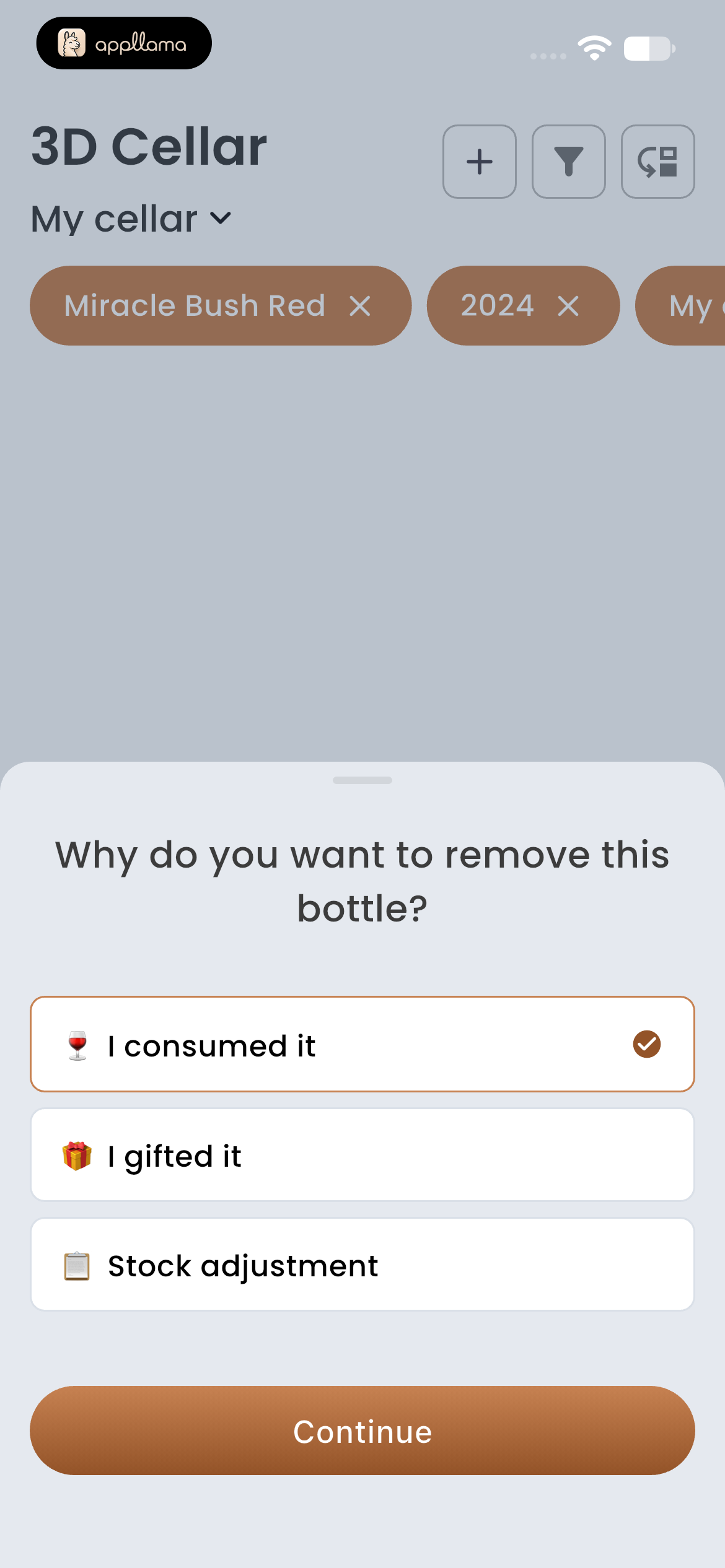 Bottle Removal Reason
