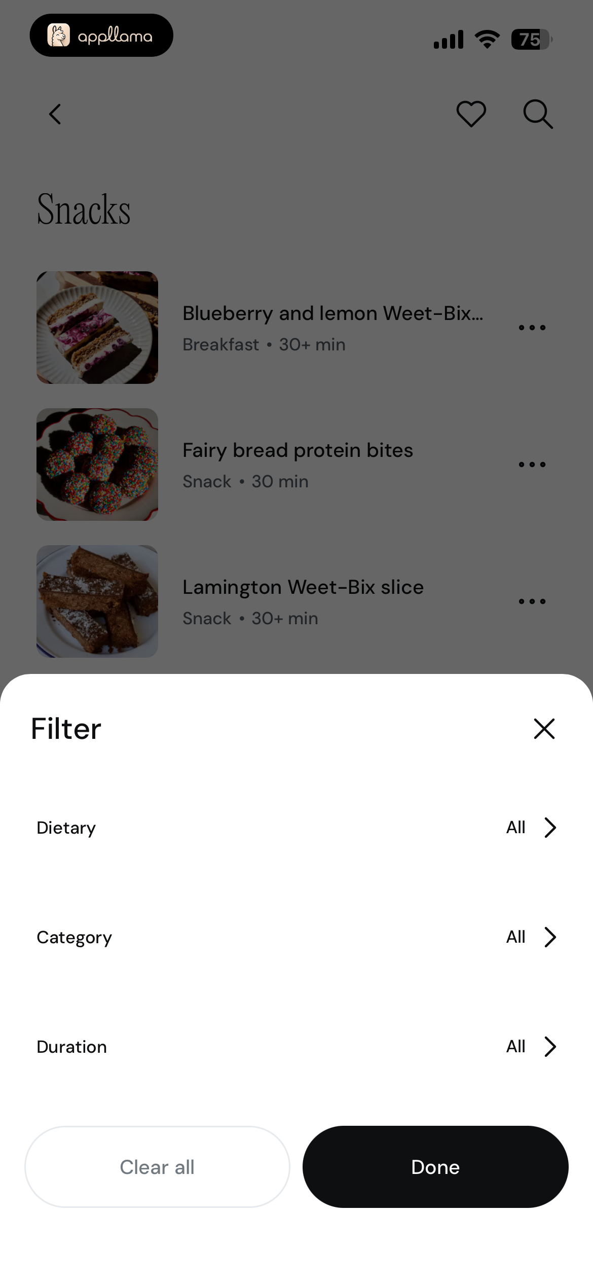 Recipe Filter