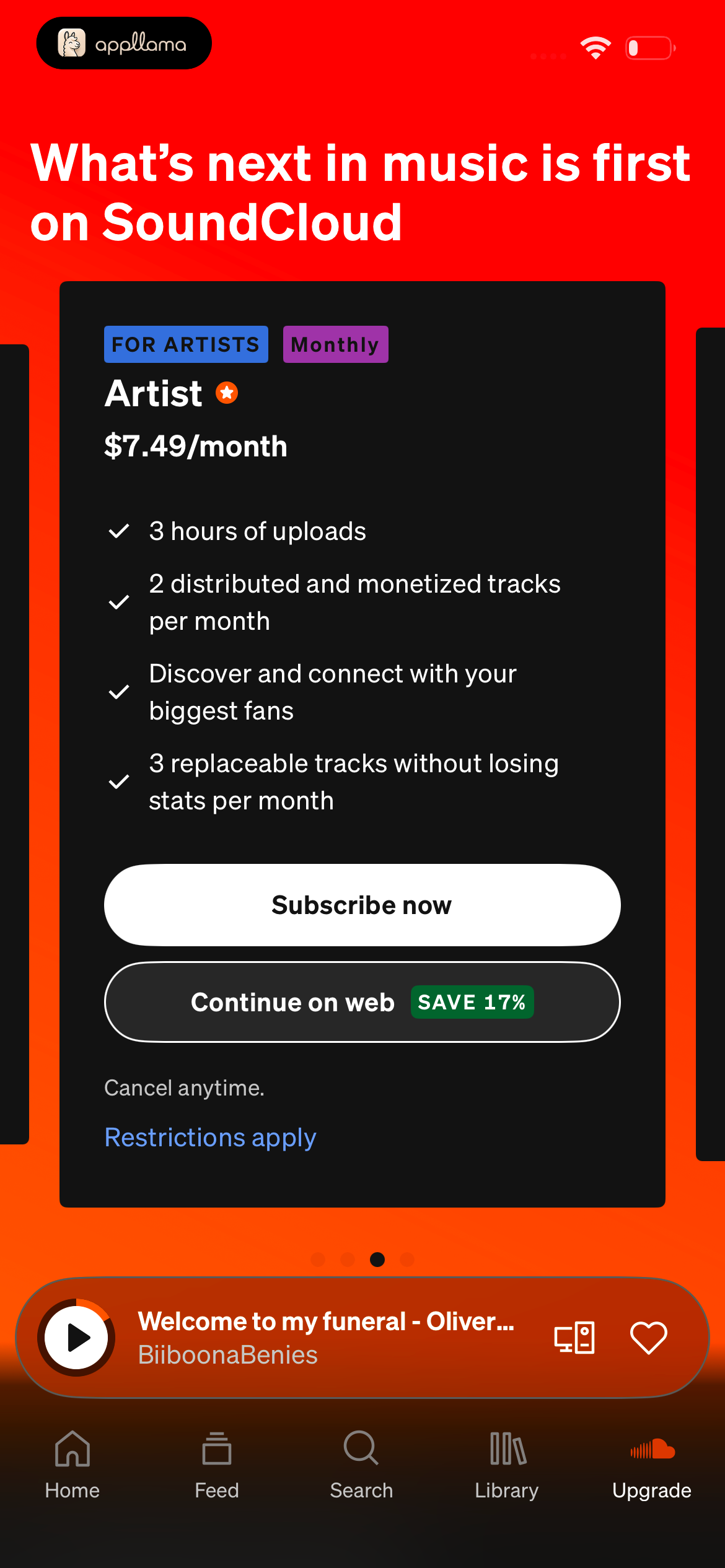 Artist Monthly Offer