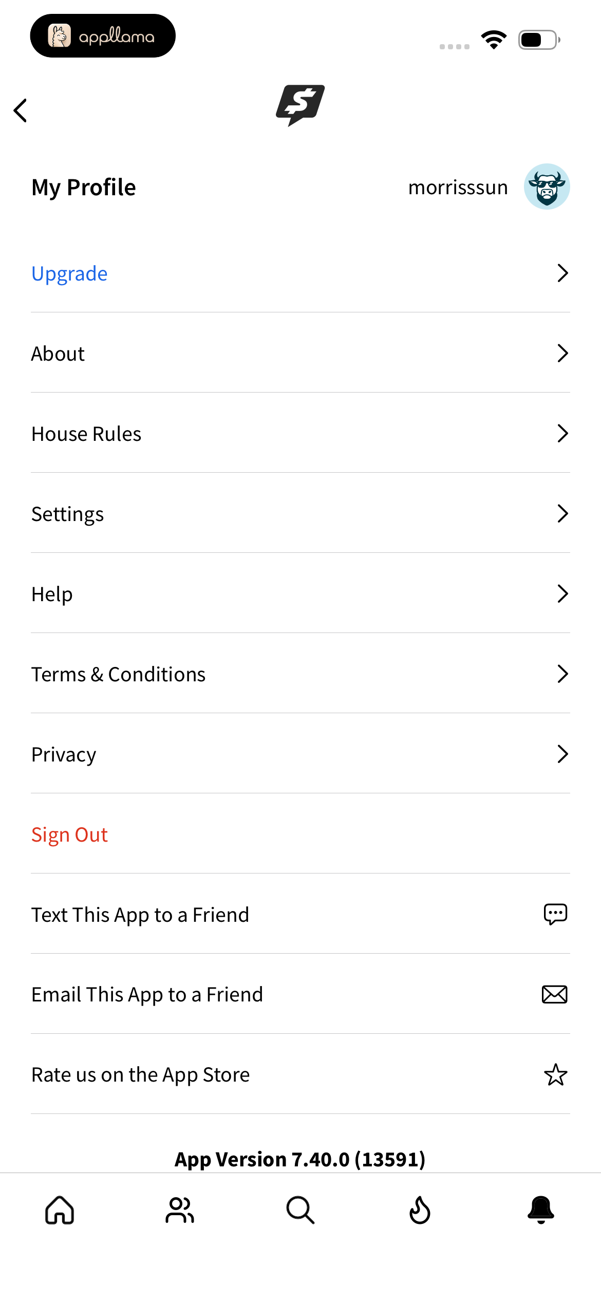 Account Profile Menu