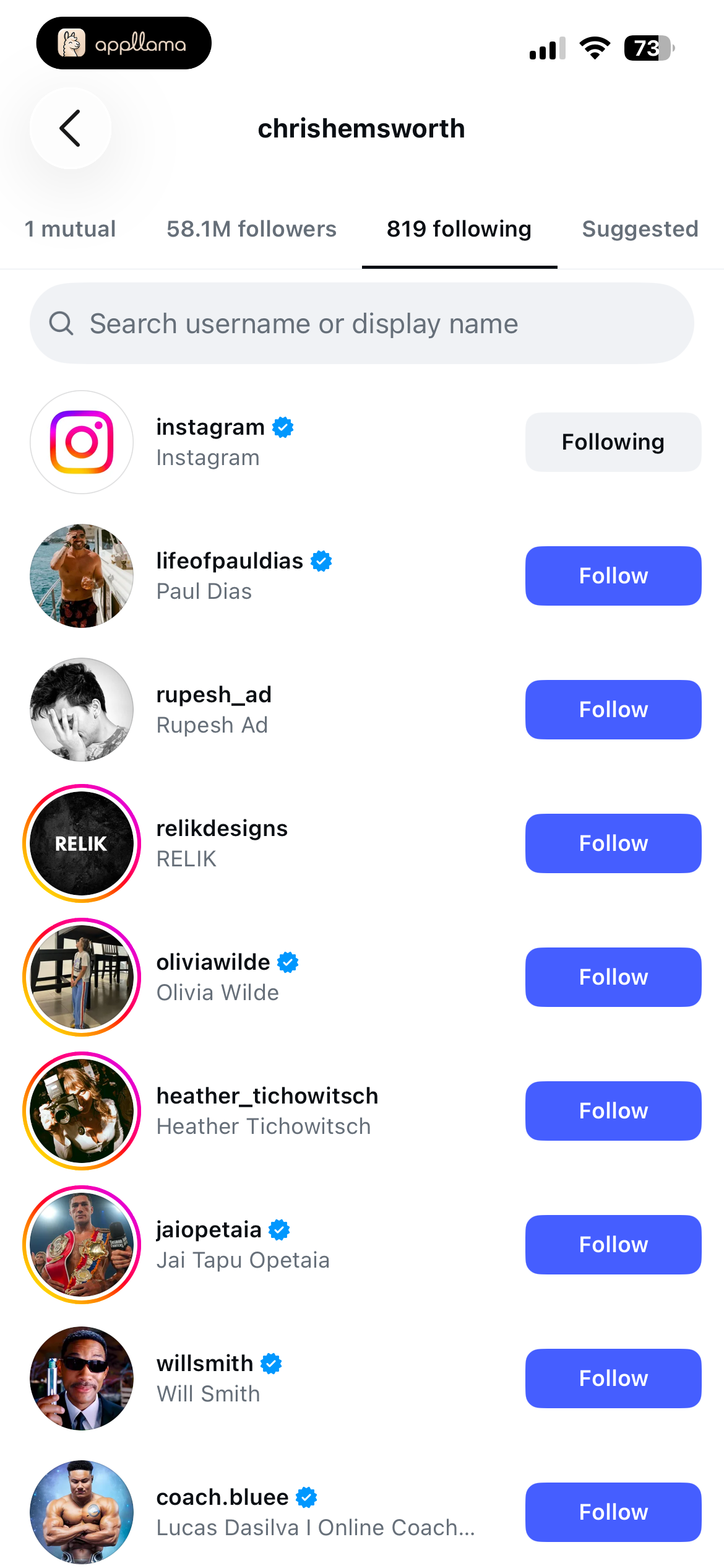 Following List