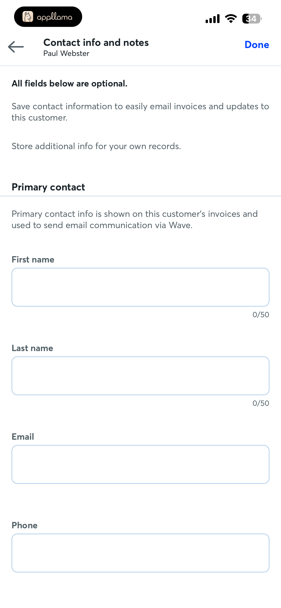 Customer Contact Details