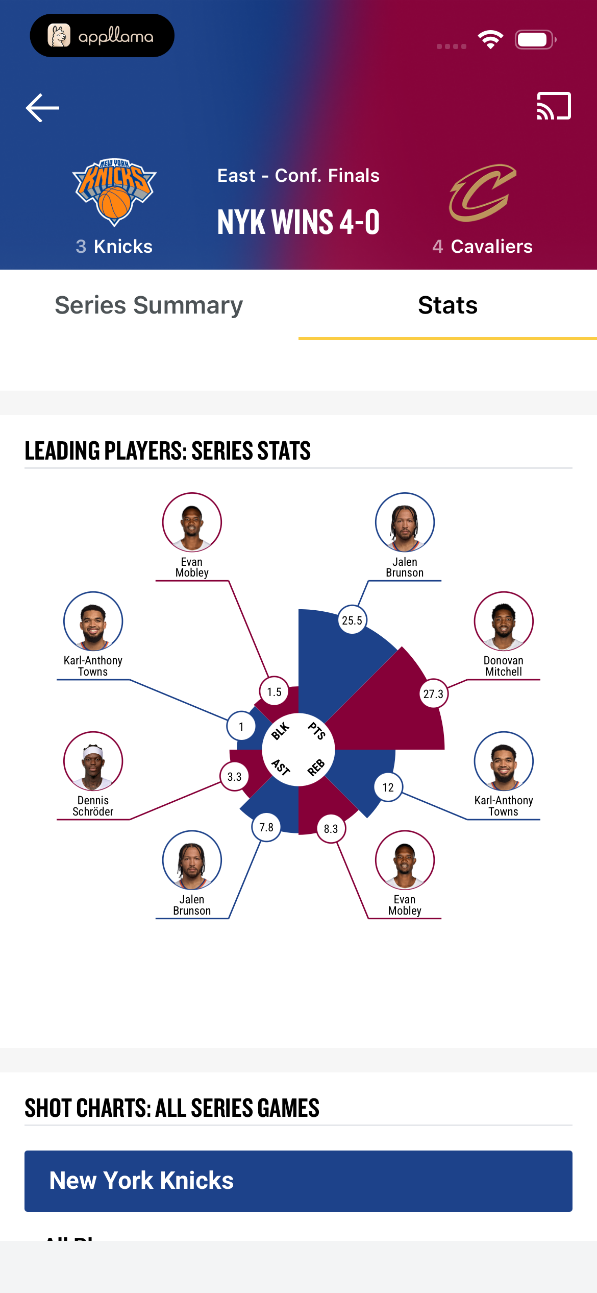 Finals Player Leaders
