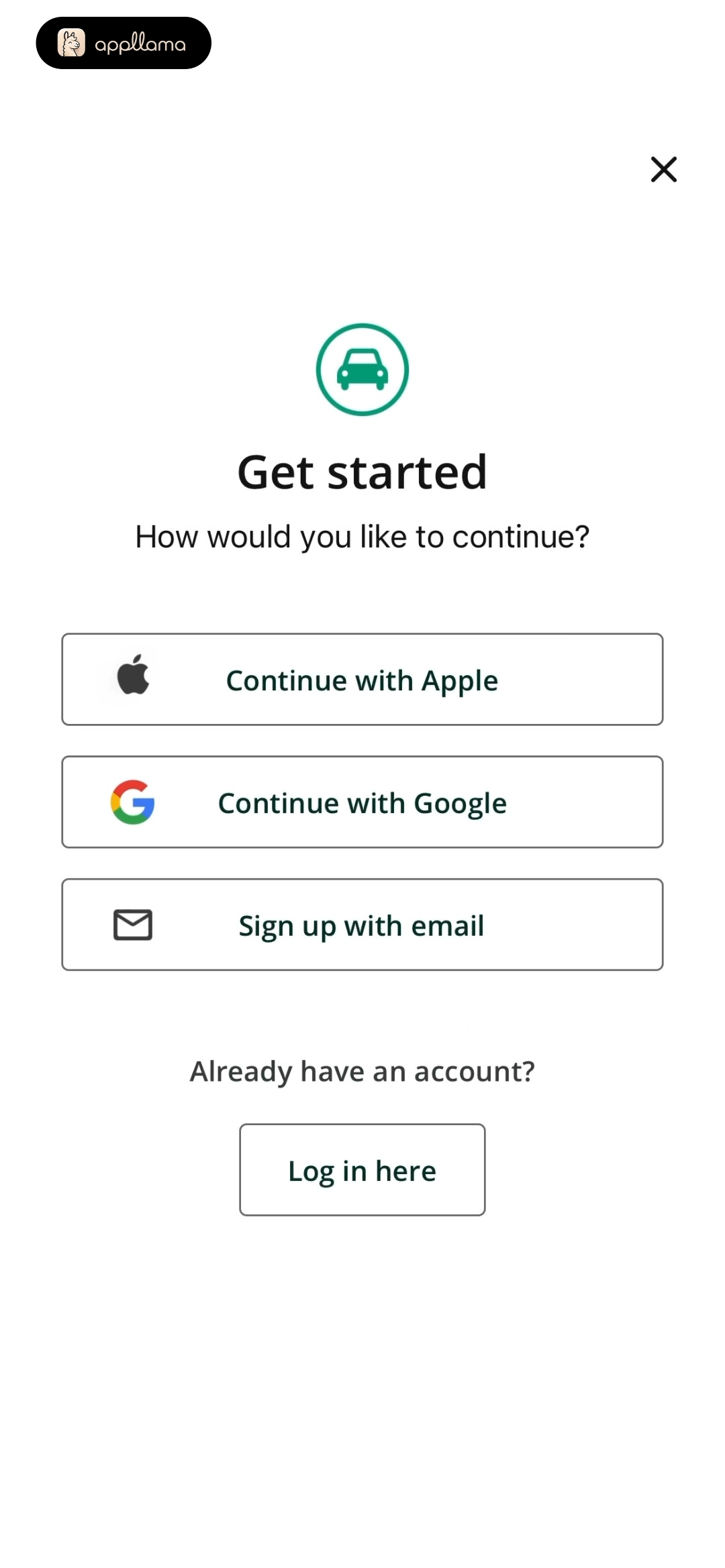 Sign Up Options