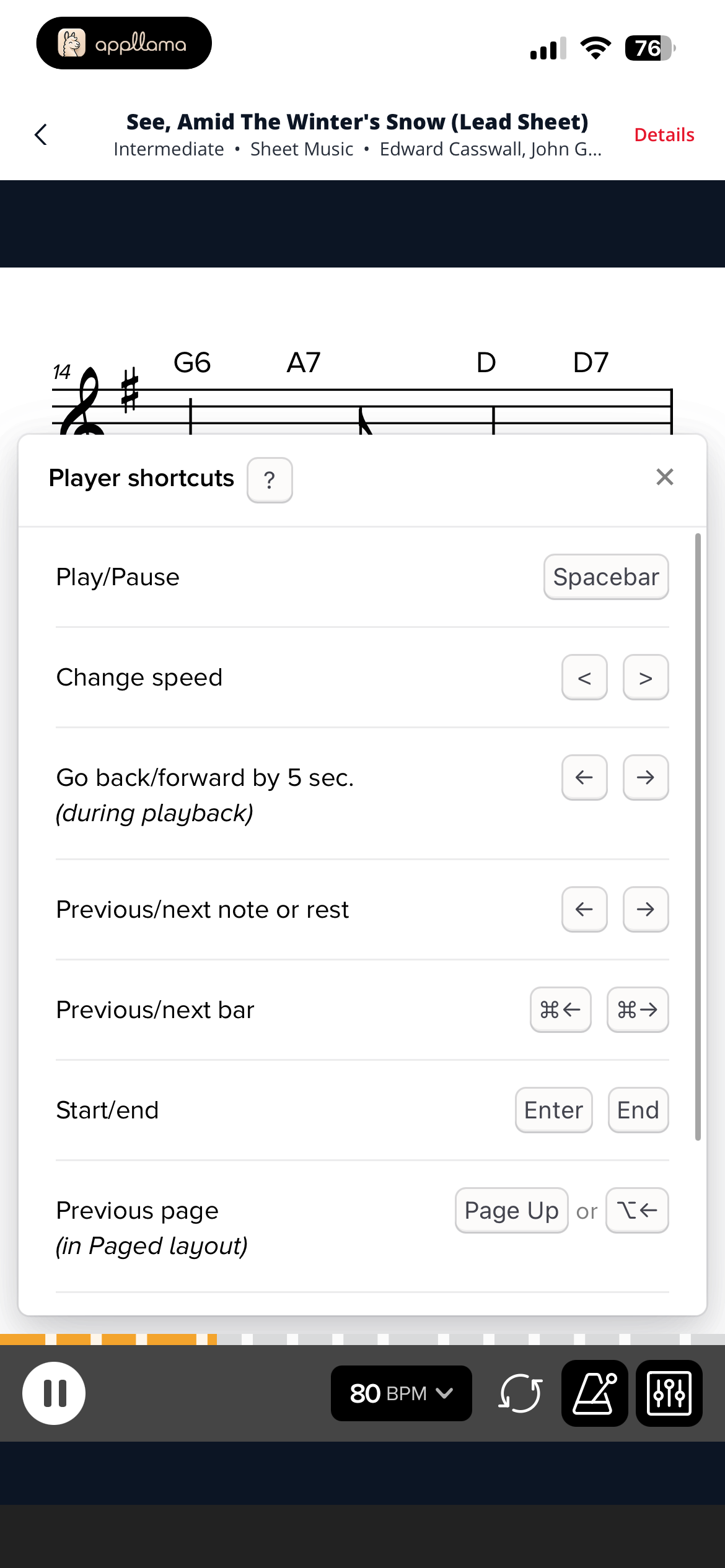 Player Shortcuts