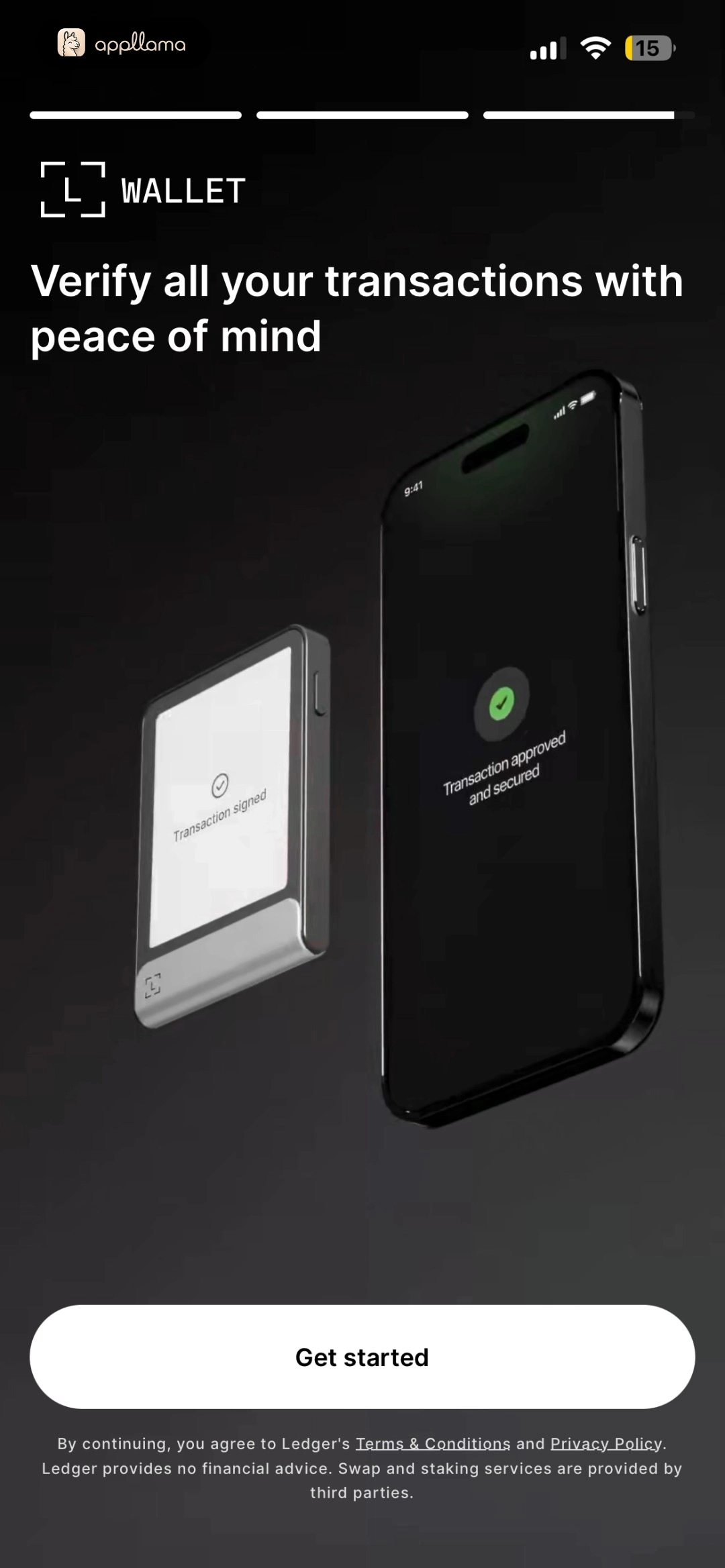 Ledger Wallet™ crypto app home screen