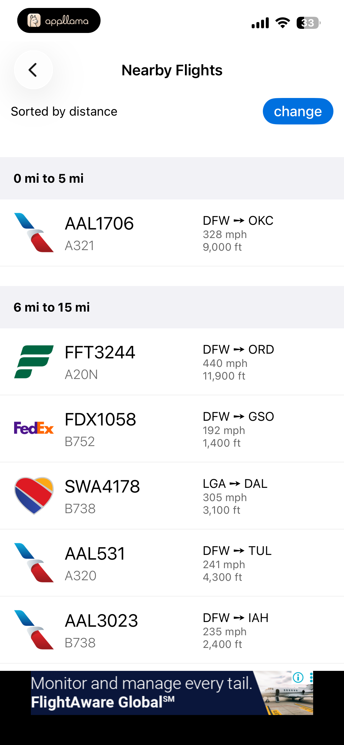 Nearby Flights