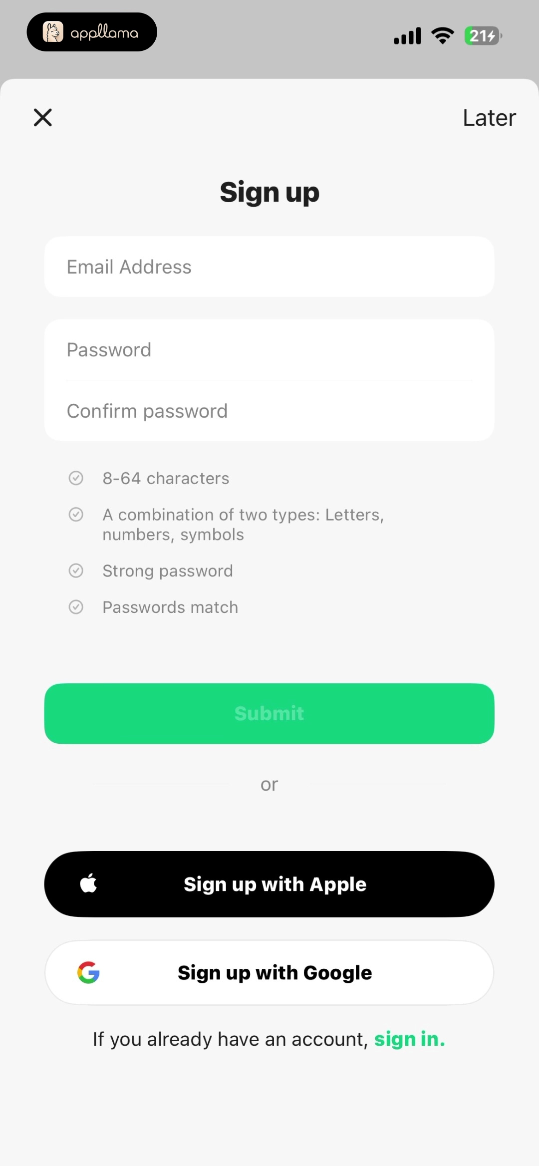 Sign Up