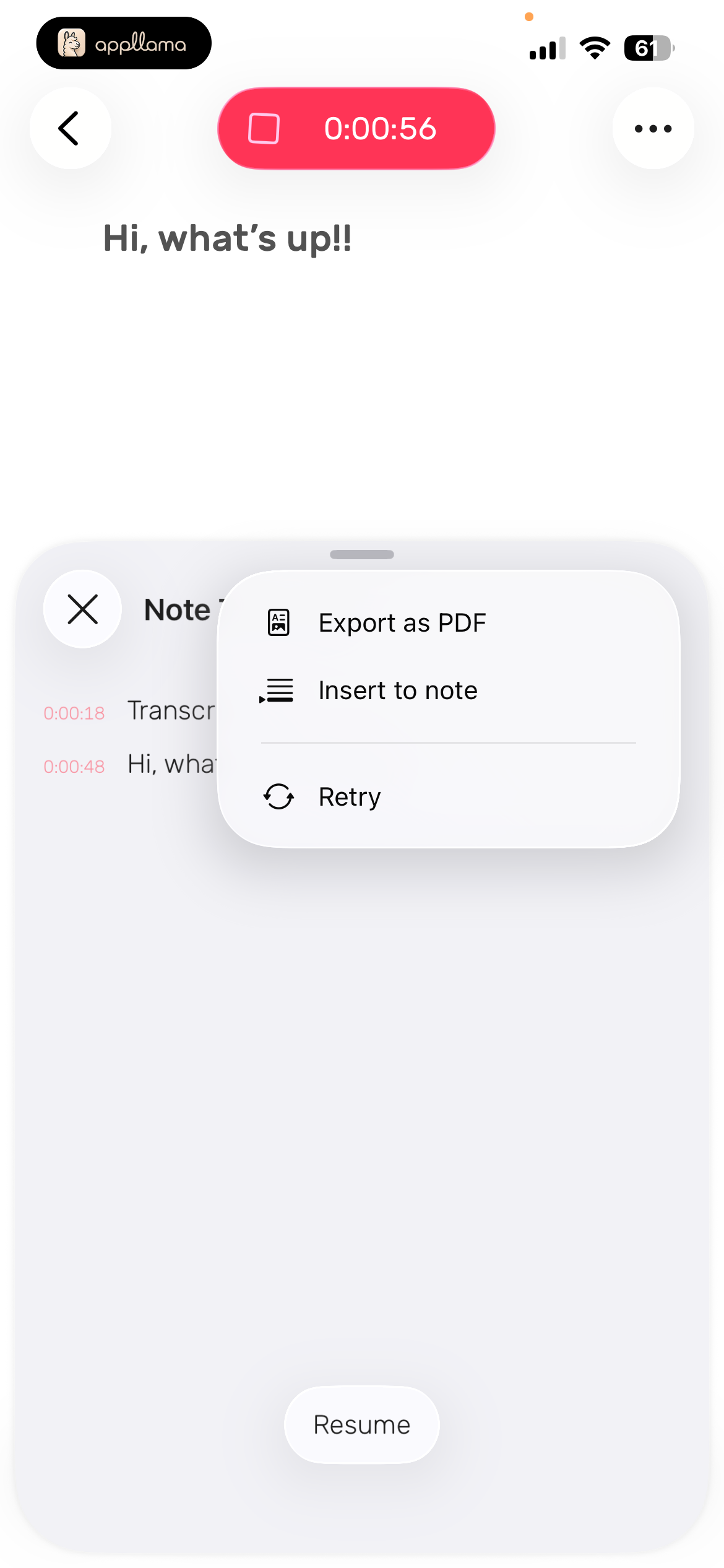 Transcript Actions