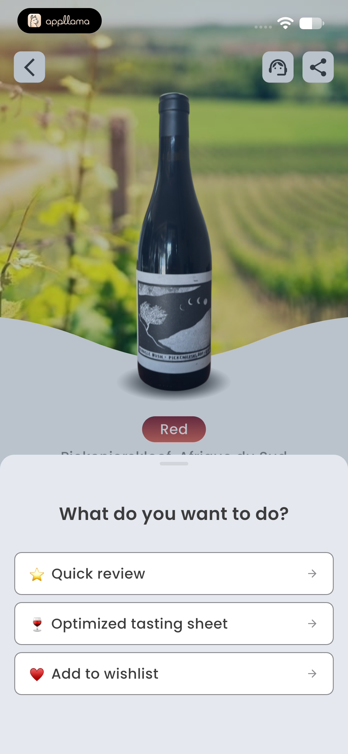 Wine Action Selection