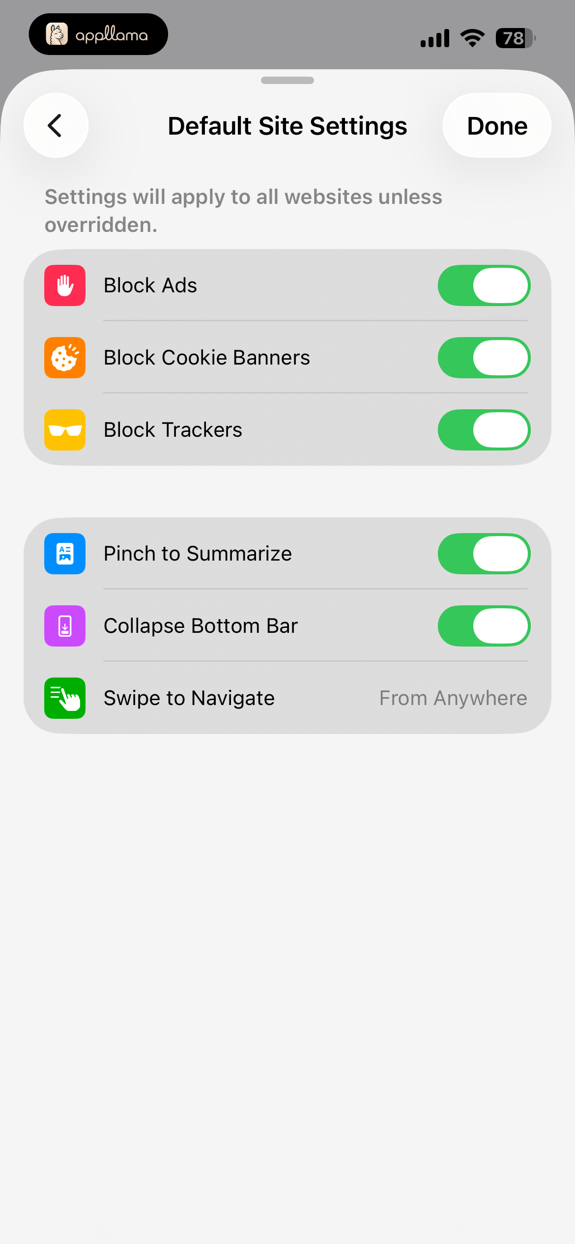 Default Site Settings