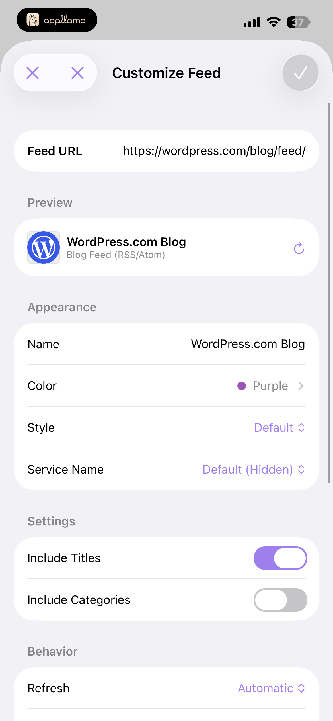 Customize Feed