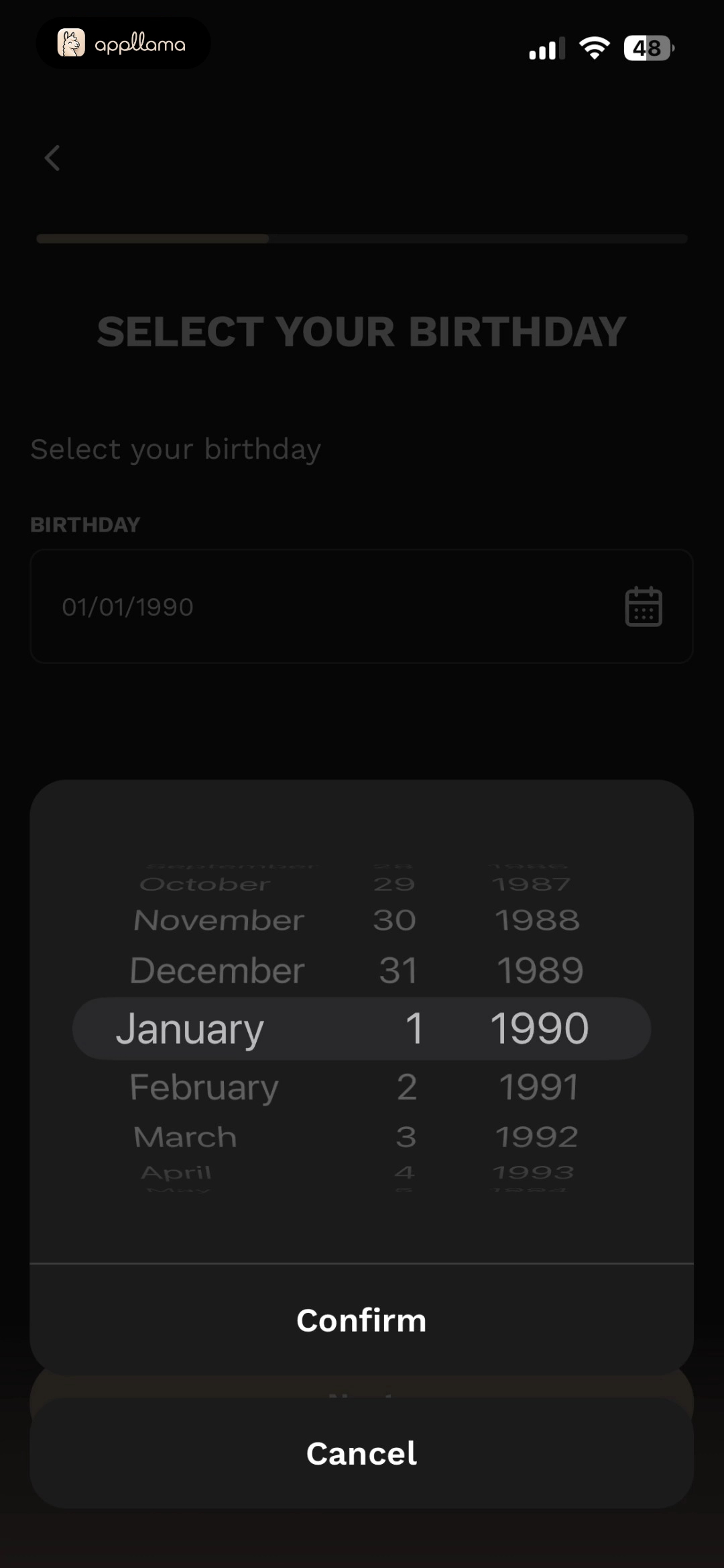 Birthday Date Picker