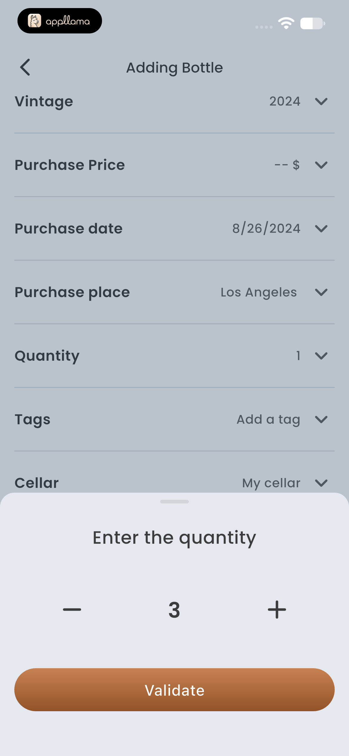 Bottle Quantity Picker