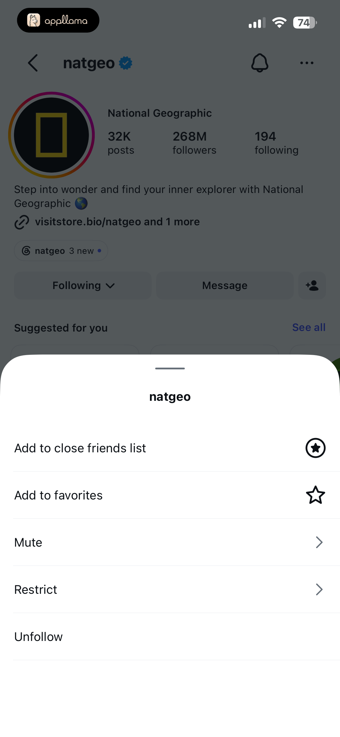 Following Options