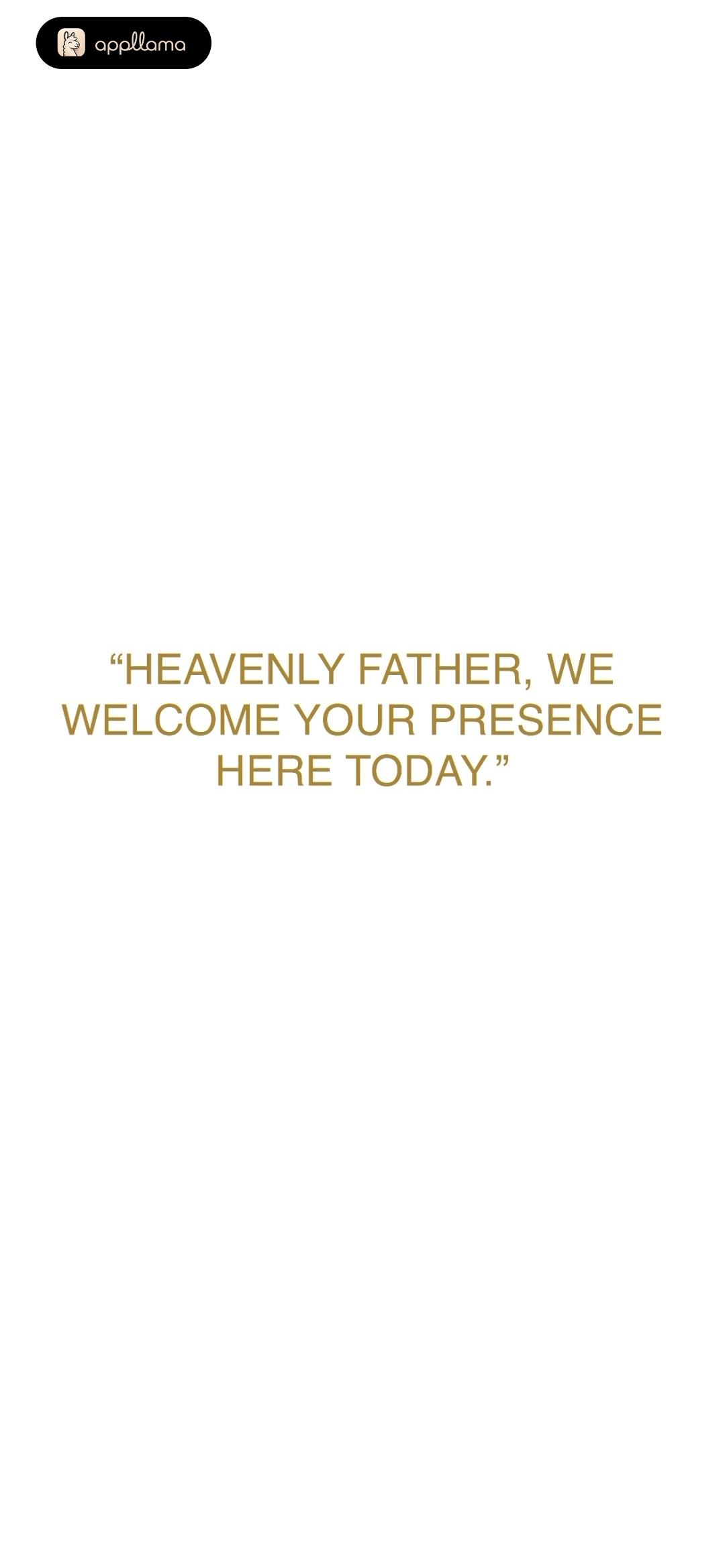 Prayer Welcome Splash