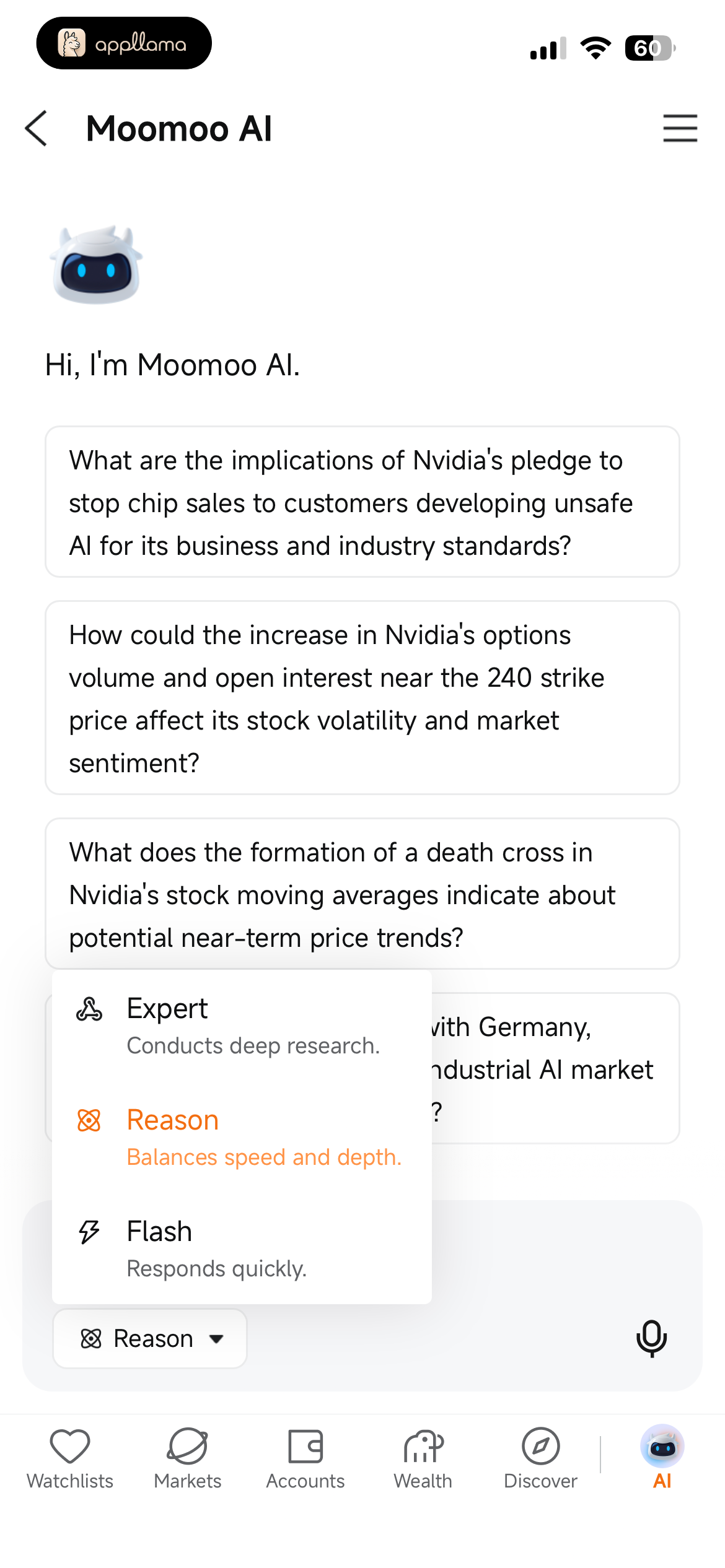 AI Chat Mode Selection