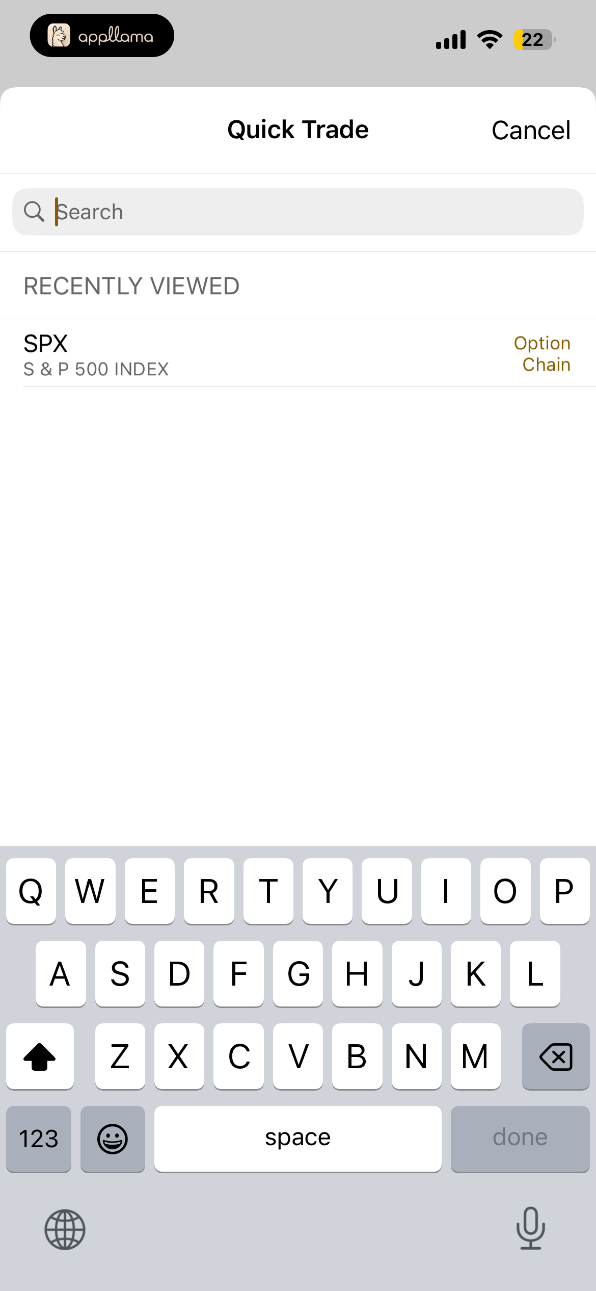 Quick Trade Symbol Search