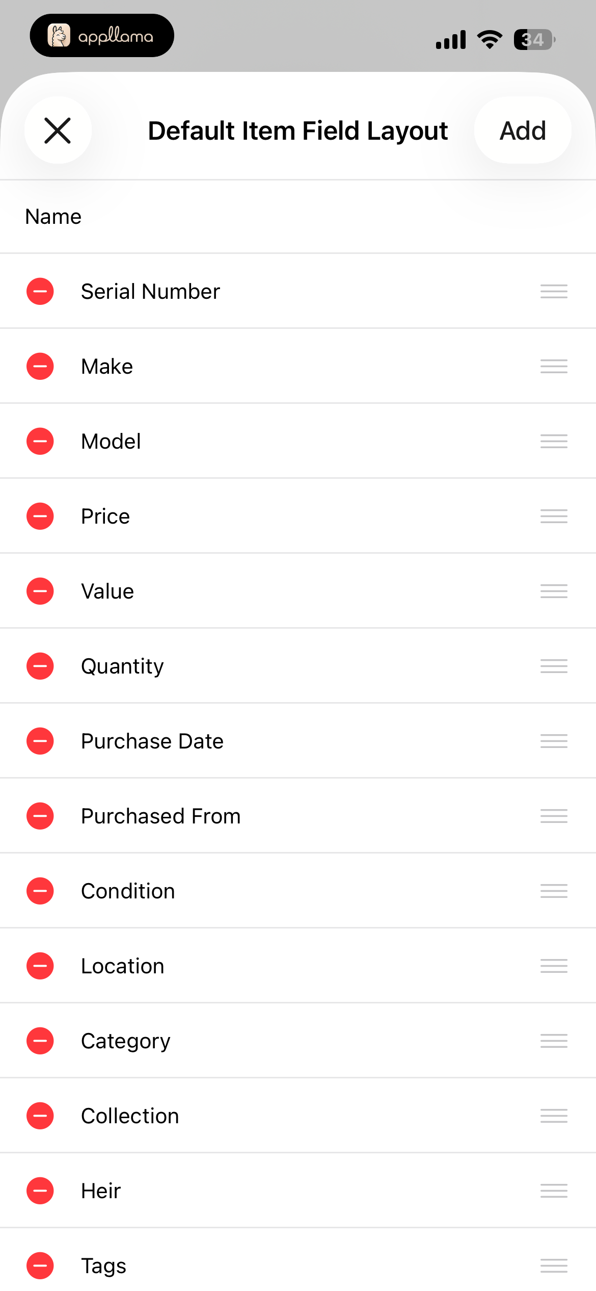 Default Field Layout