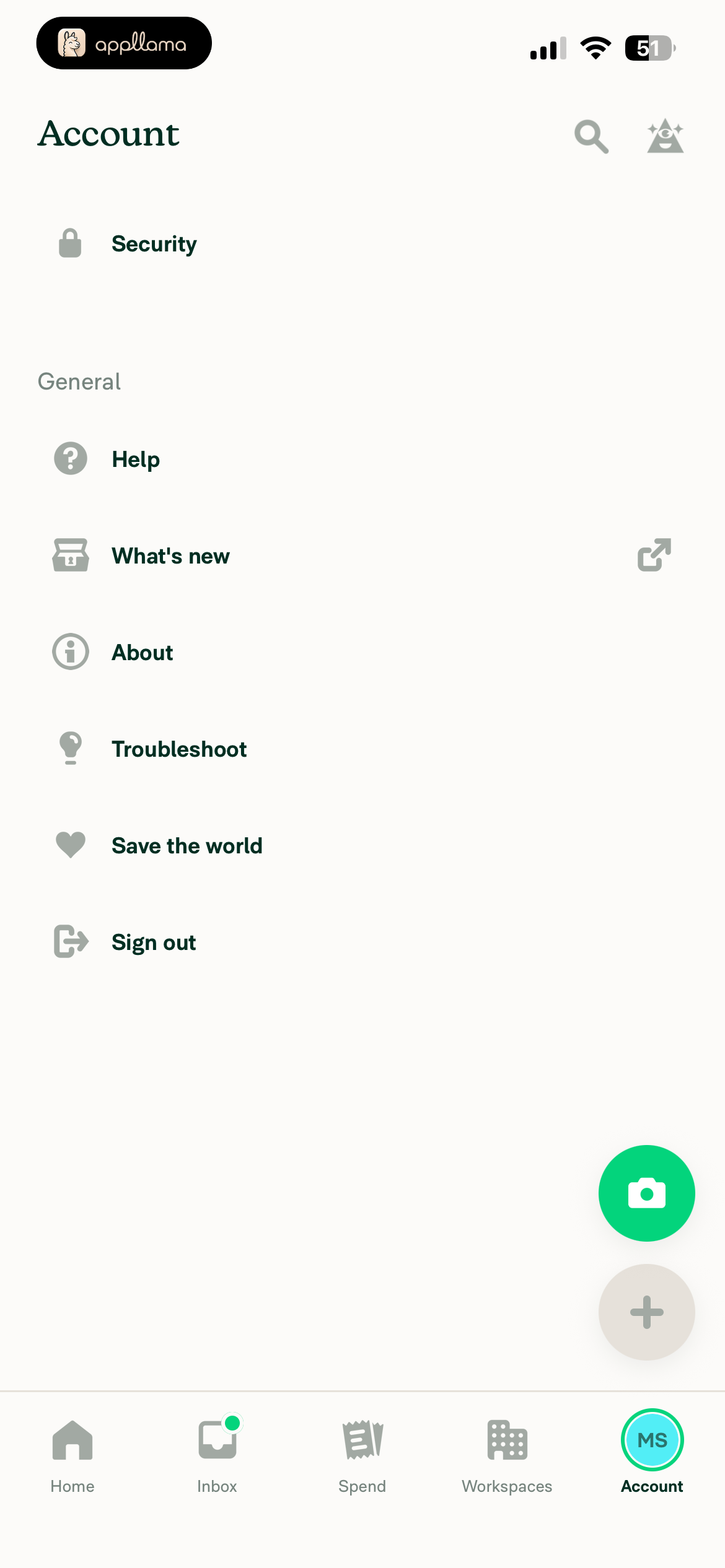 Account Menu