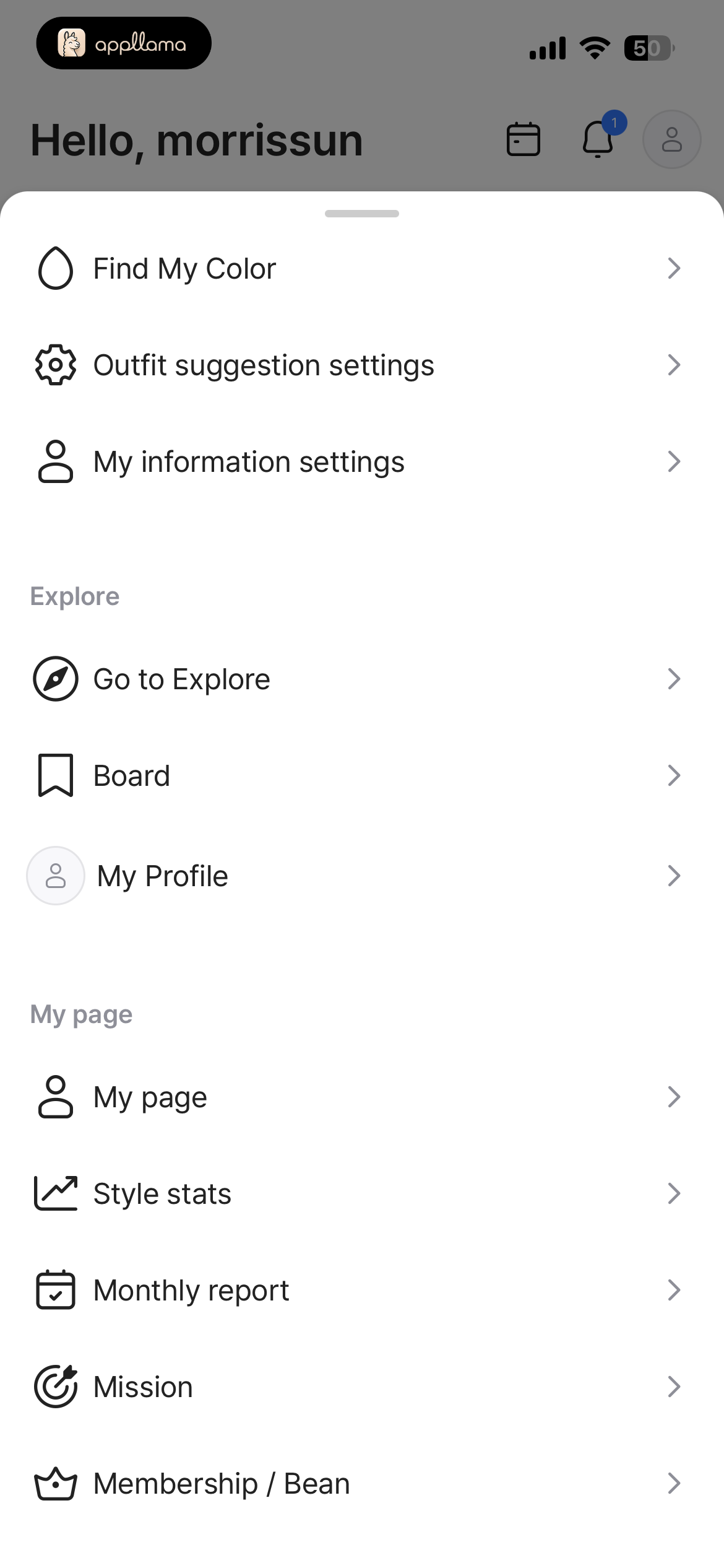 Main Menu - Profile