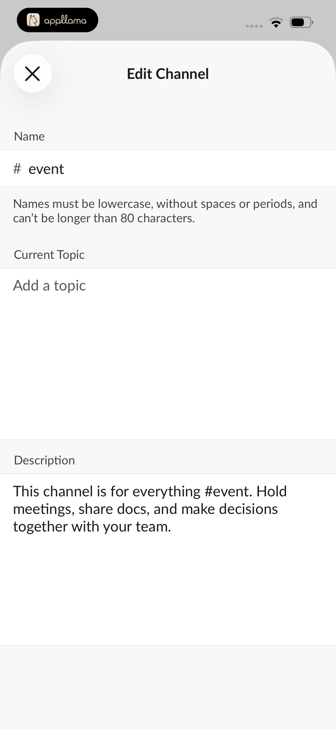 Edit Channel
