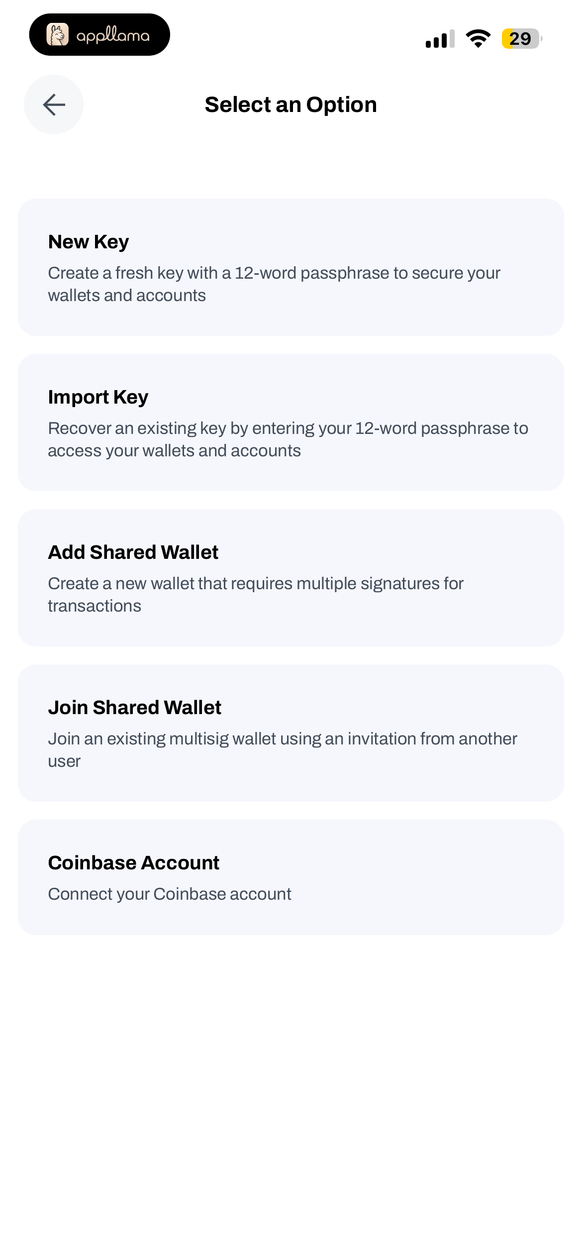 Select Key Option