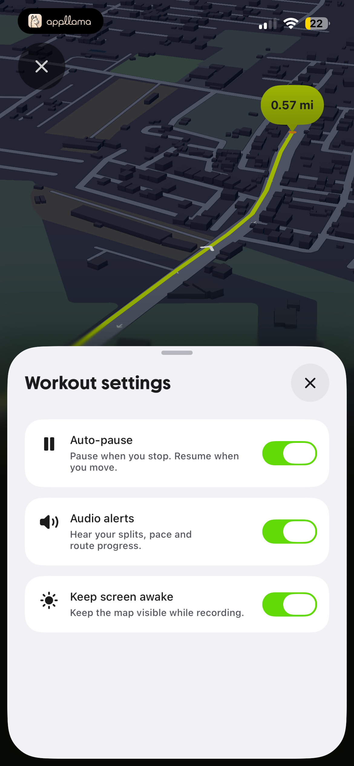 Workout Settings
