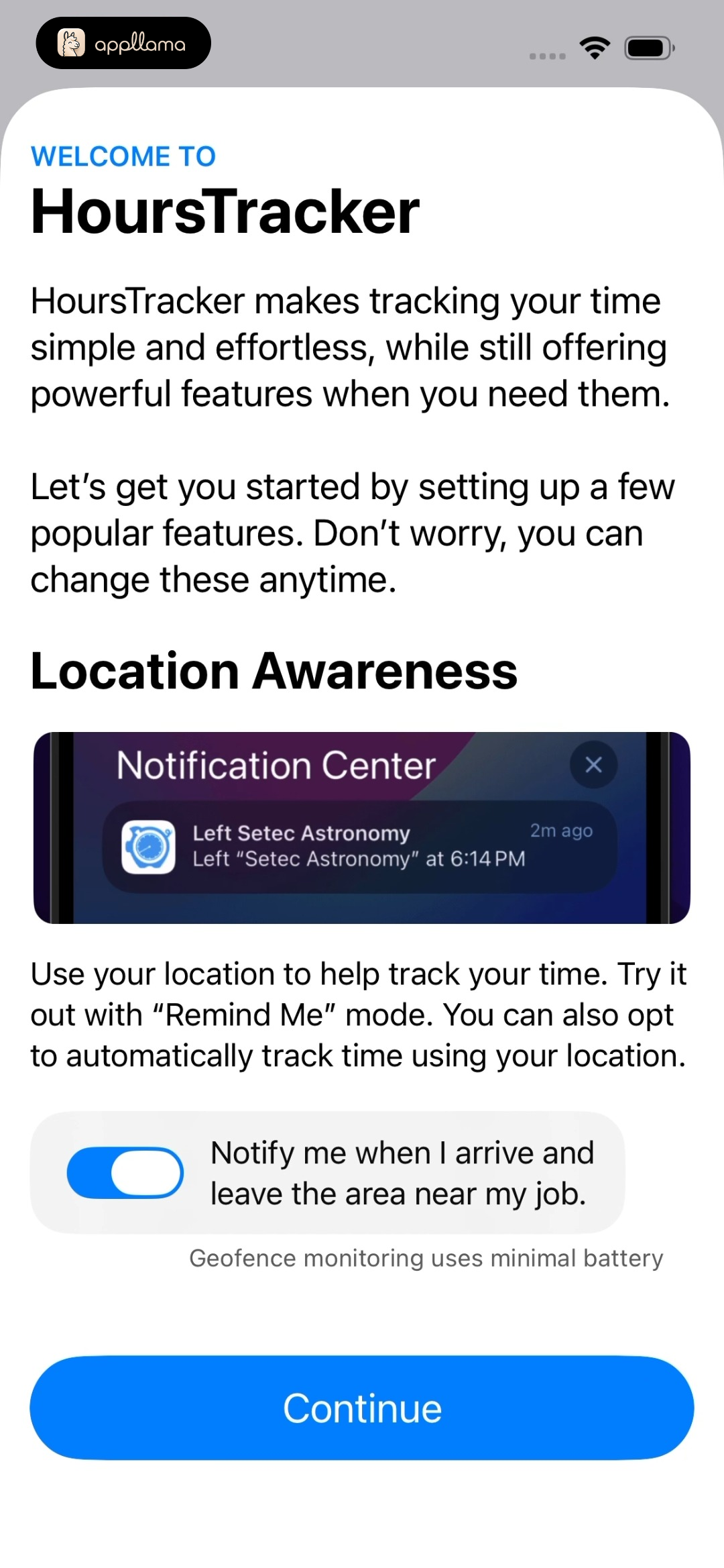 Location Awareness Setup