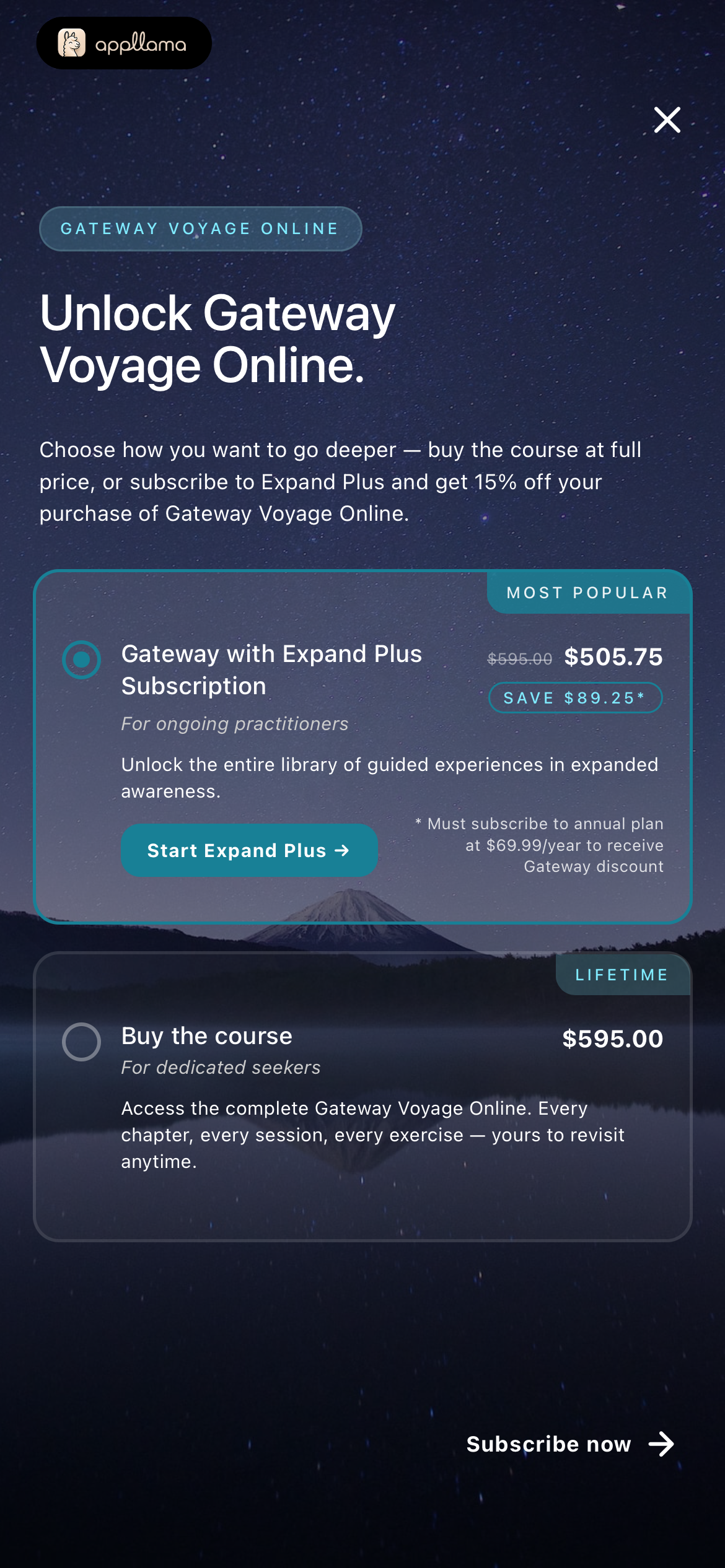 Gateway Voyage Purchase
