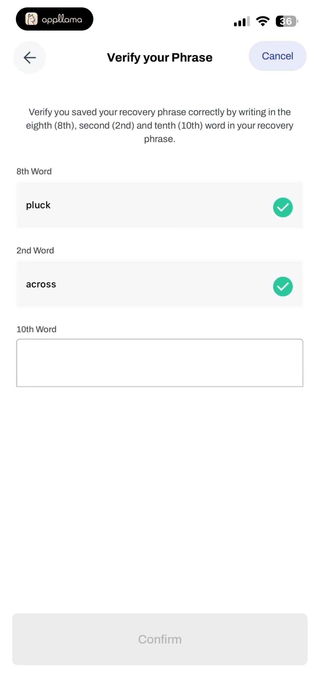Verify Recovery Phrase