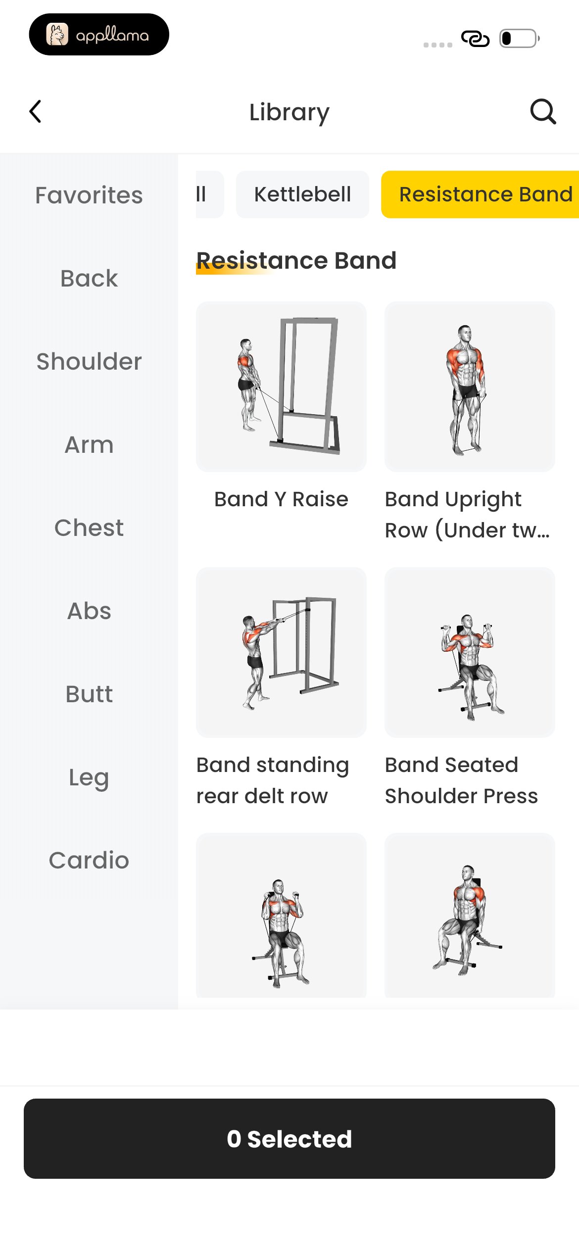 Exercise Selector - Back