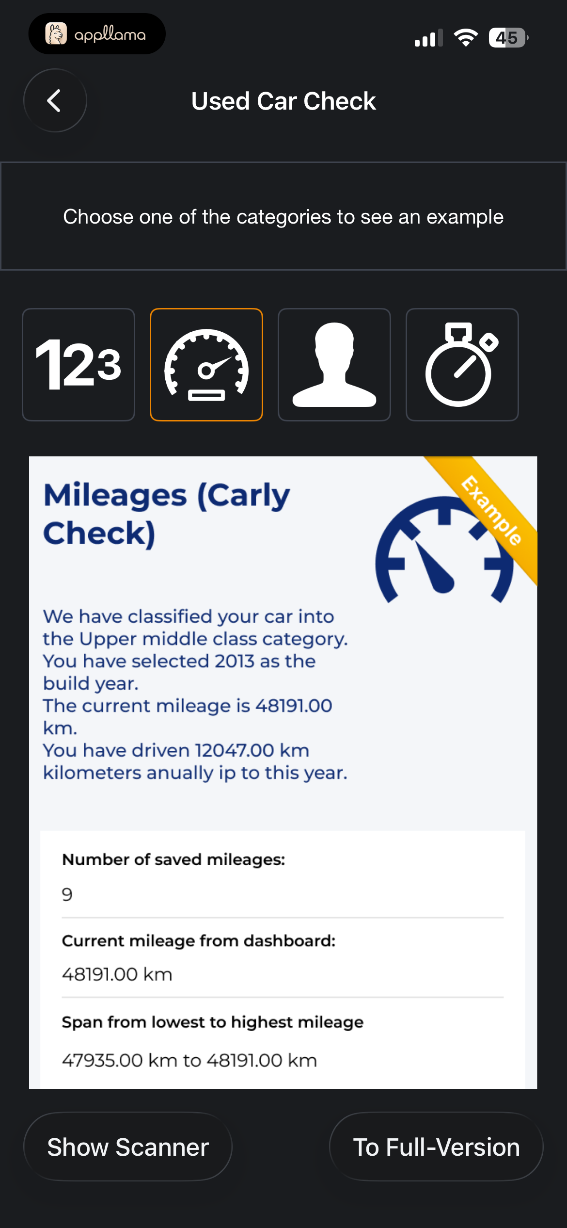Mileage Check Report