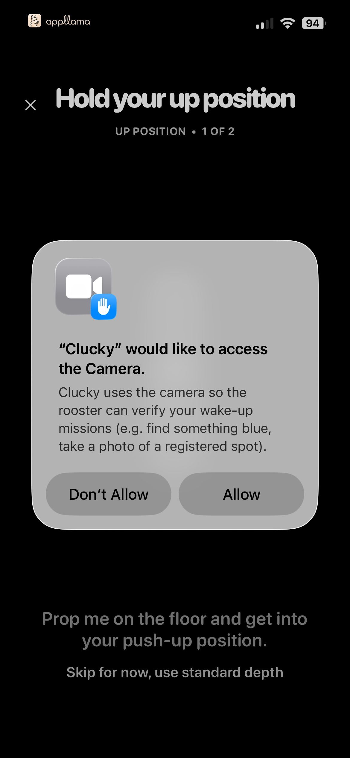 Push Up Camera Access