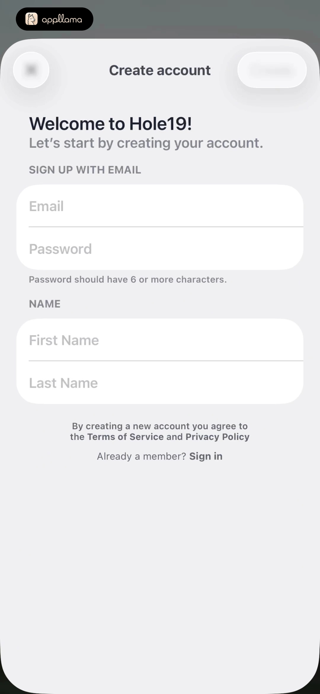 Create Account