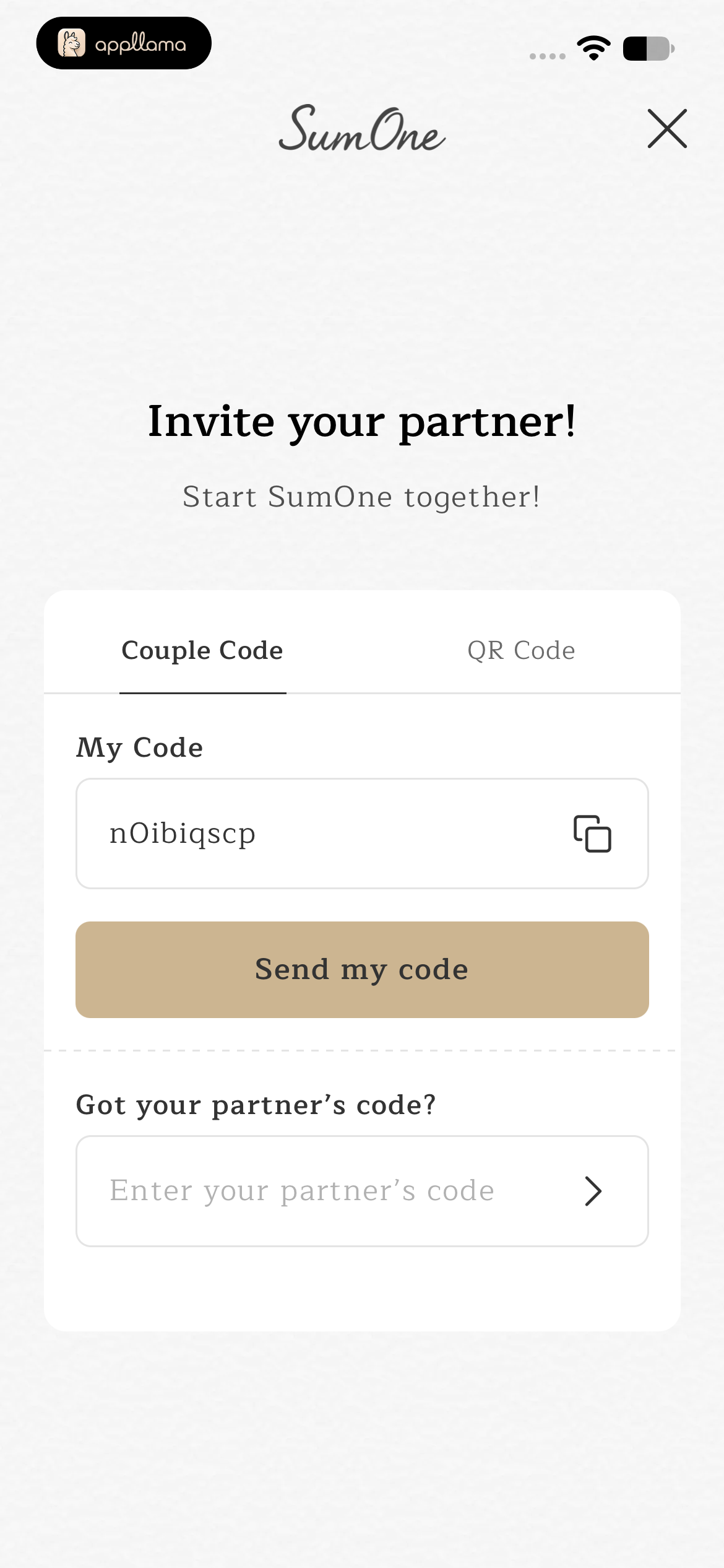 Invite Partner Code