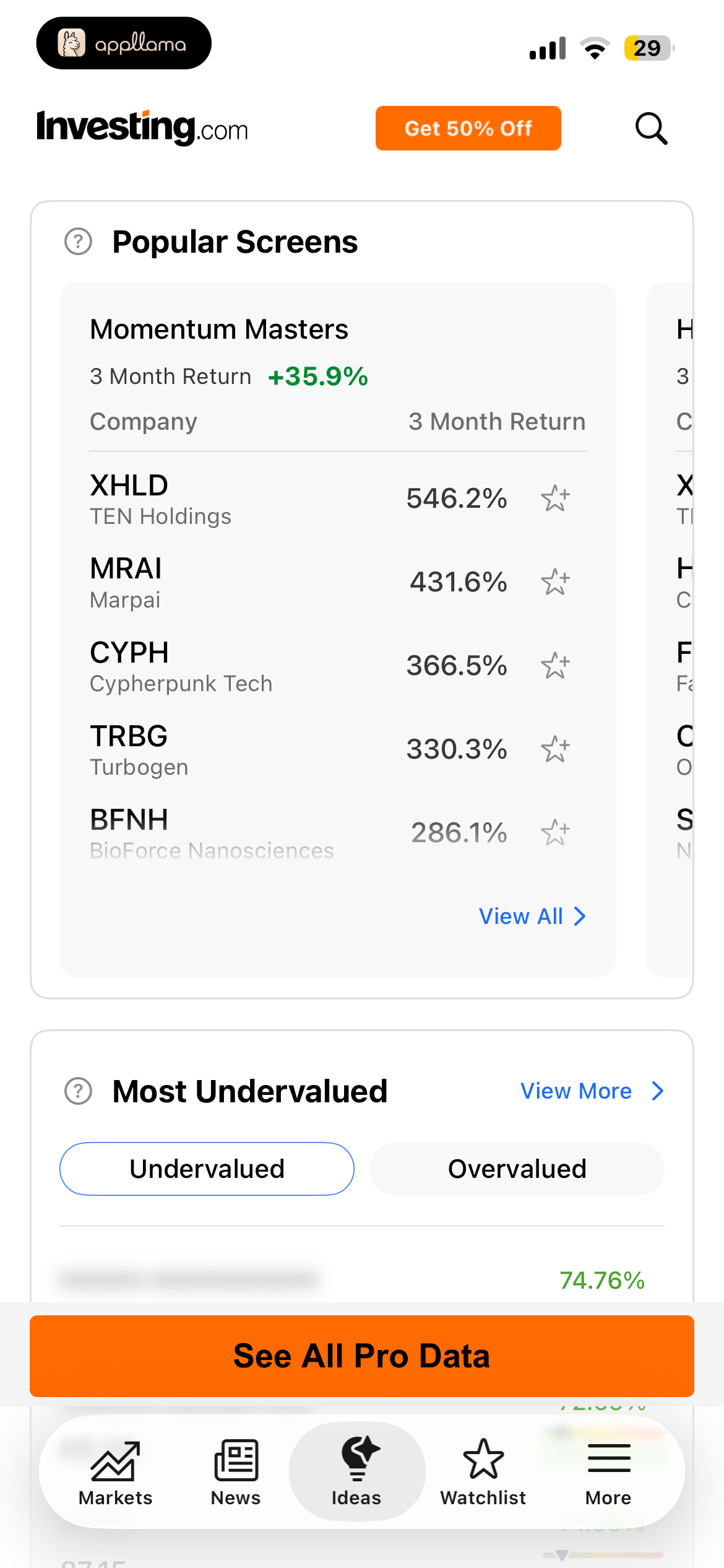 Popular Screeners