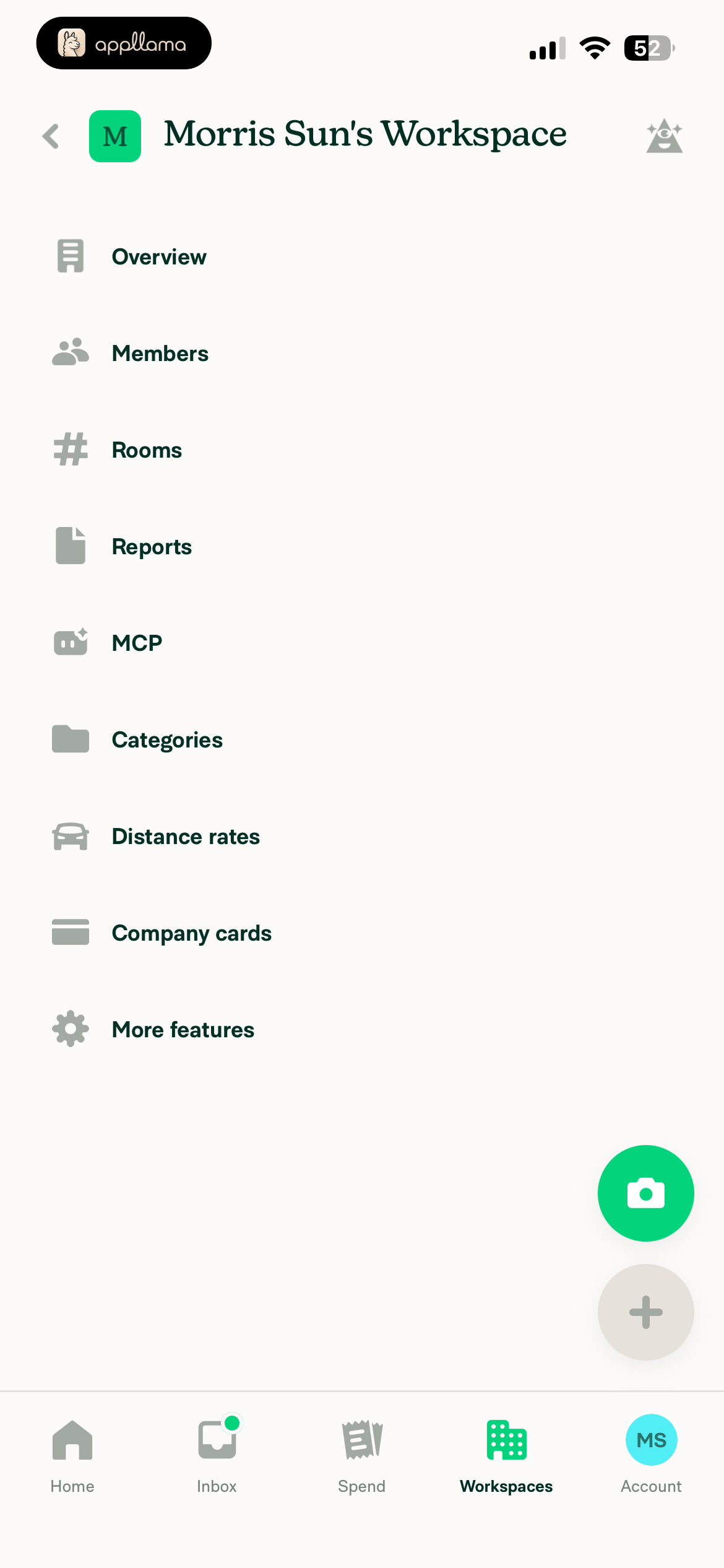 Workspace Menu