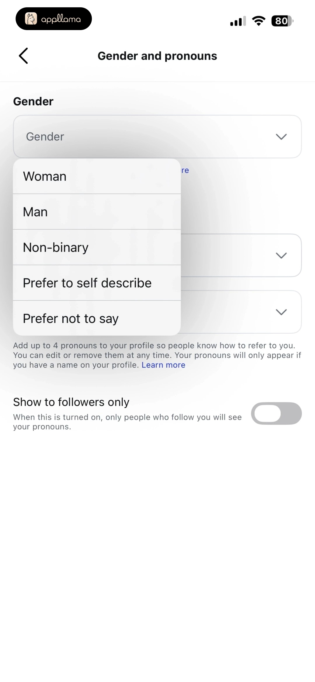 Gender Dropdown Open