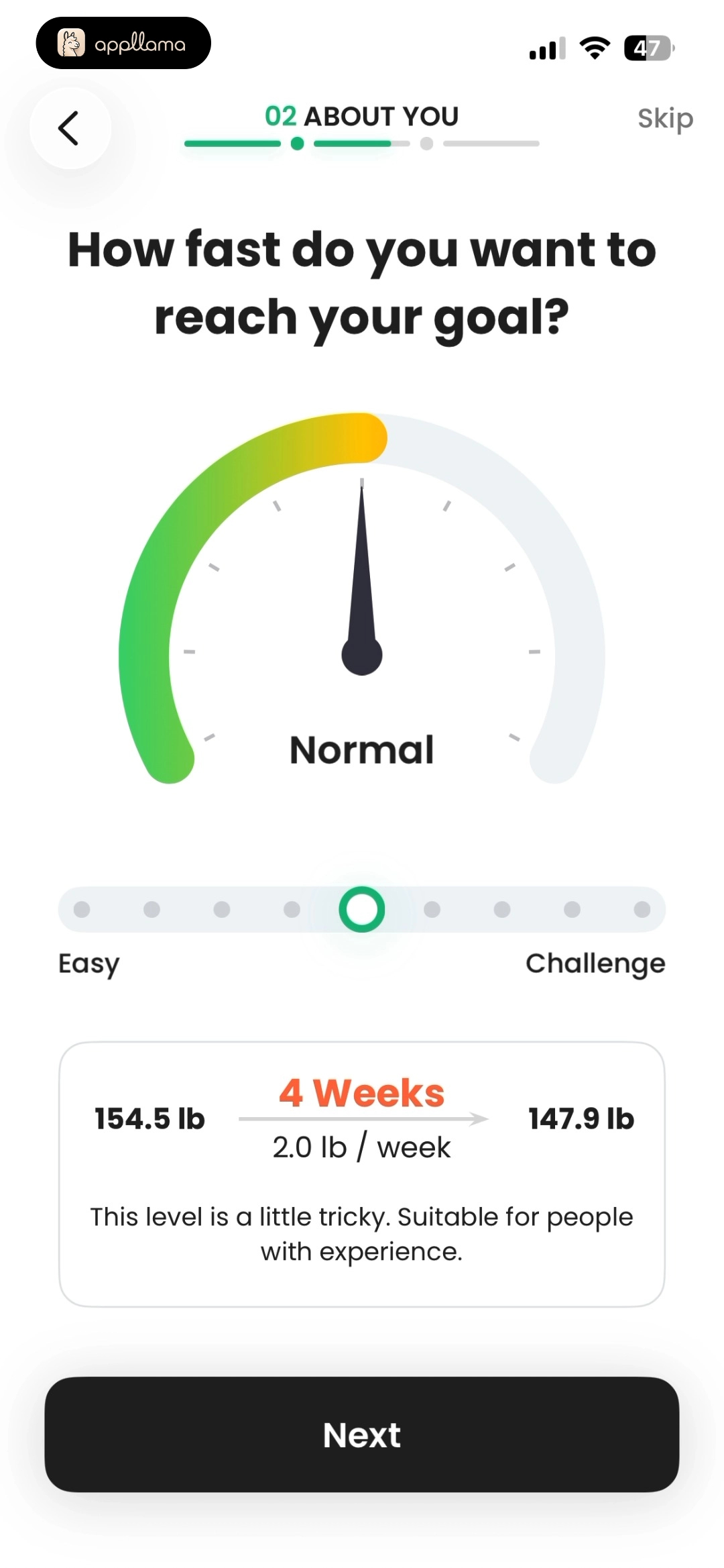 Goal Speed Selection