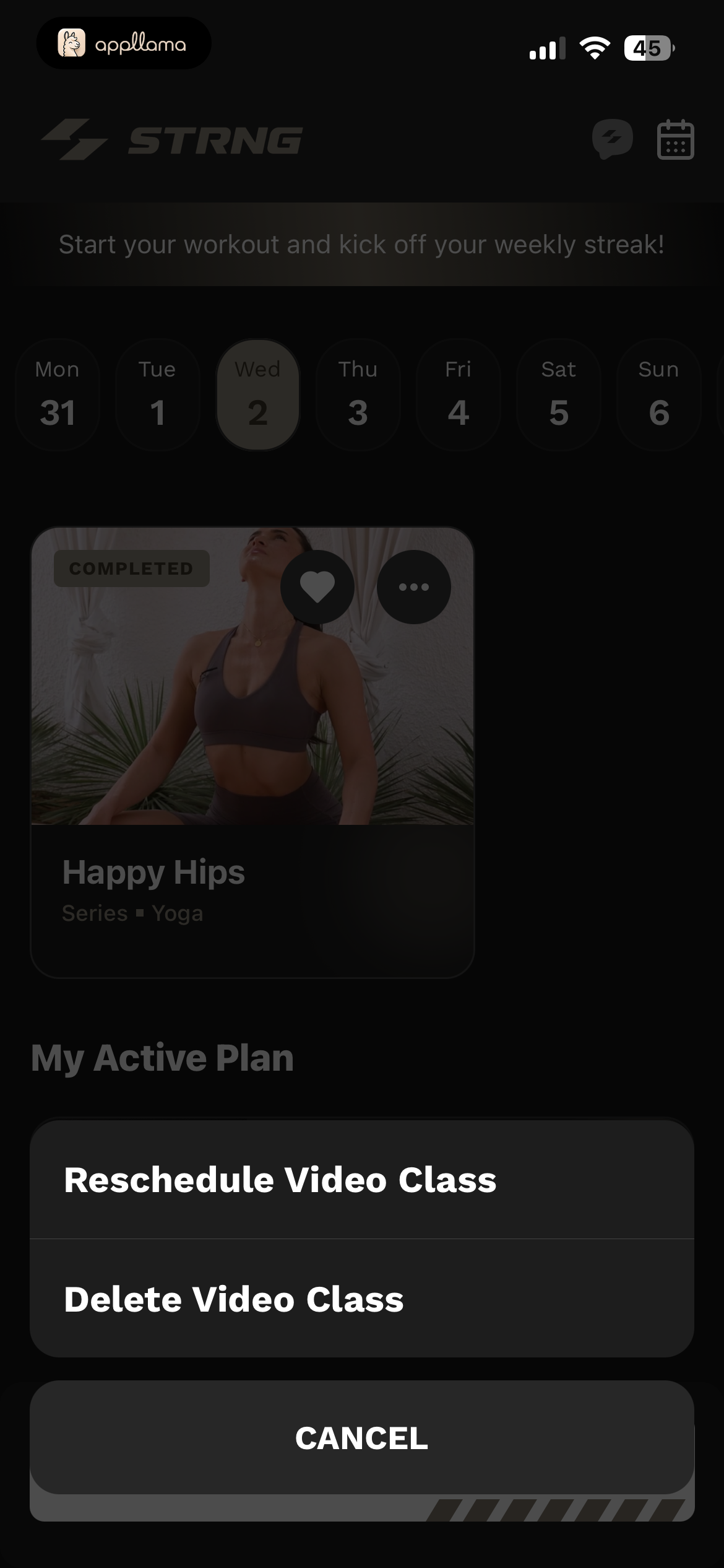 Active Plan Menu