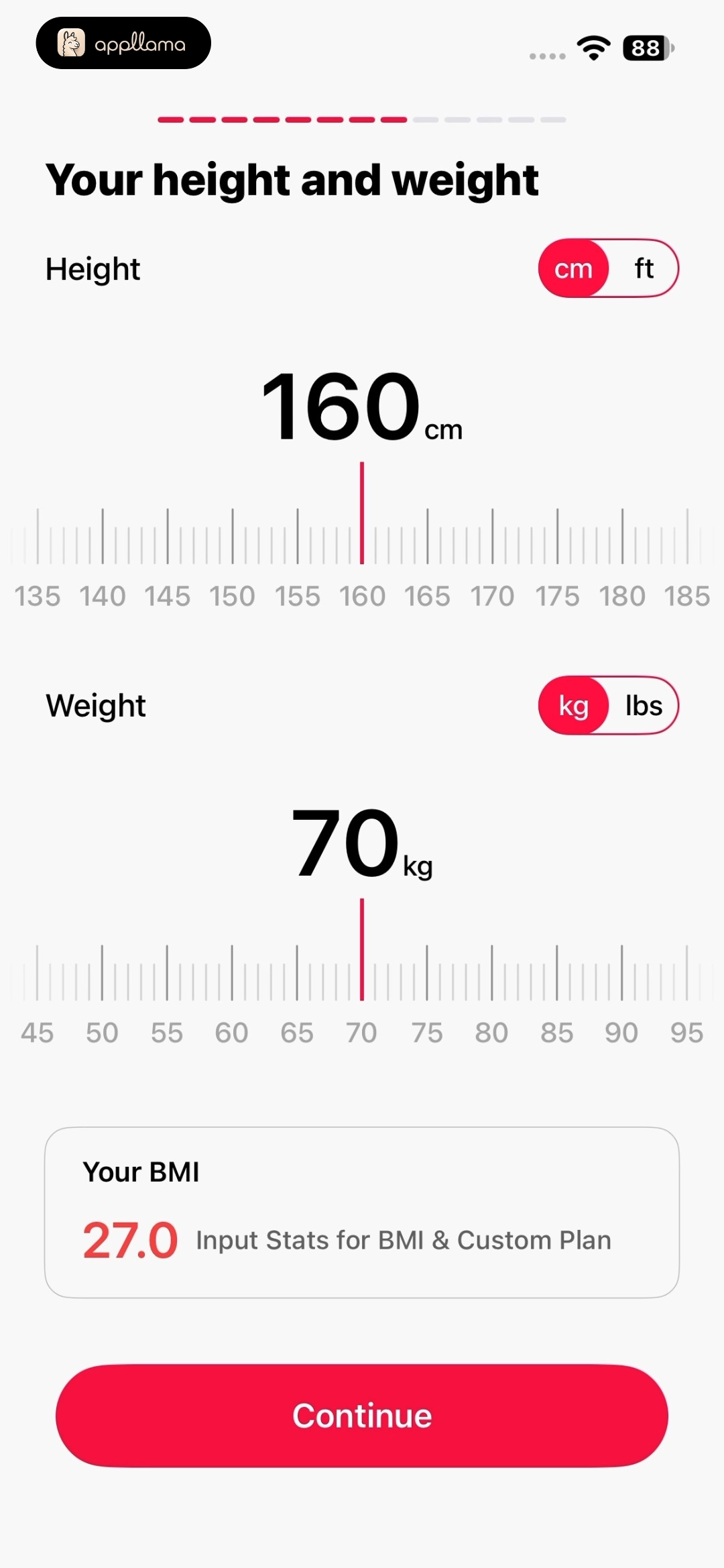 Height and Weight Input