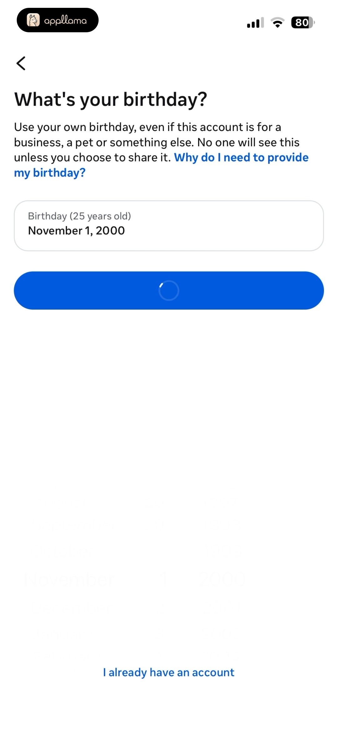 Birthday Entry - Loading
