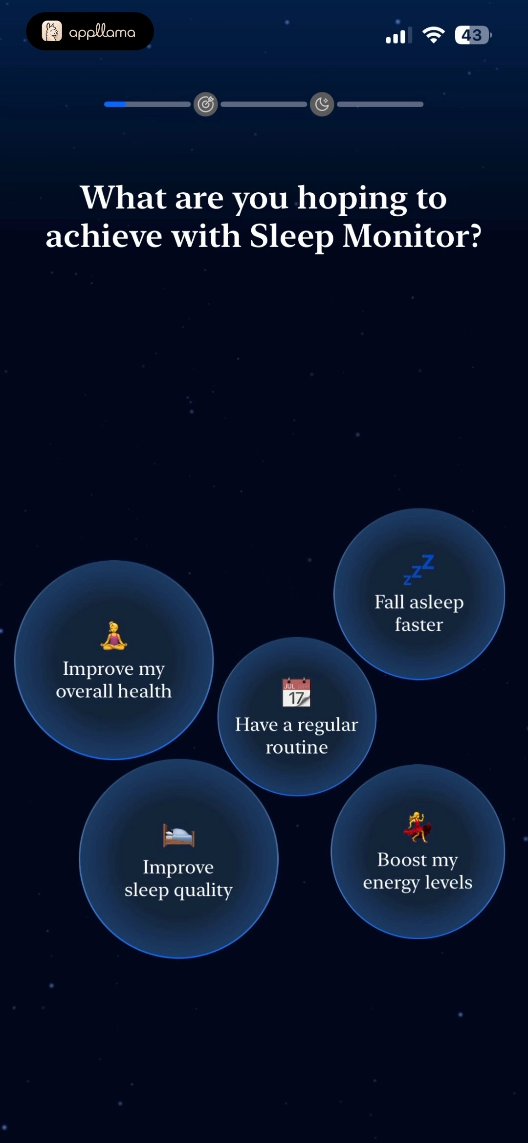 Sleep Goals Selection