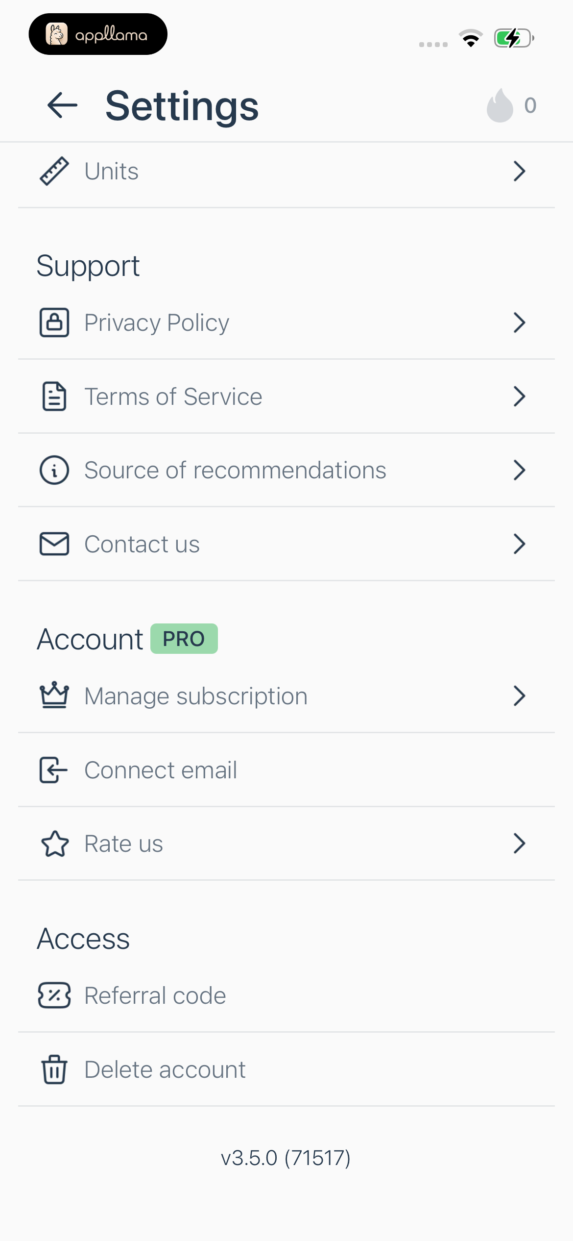 Settings Account
