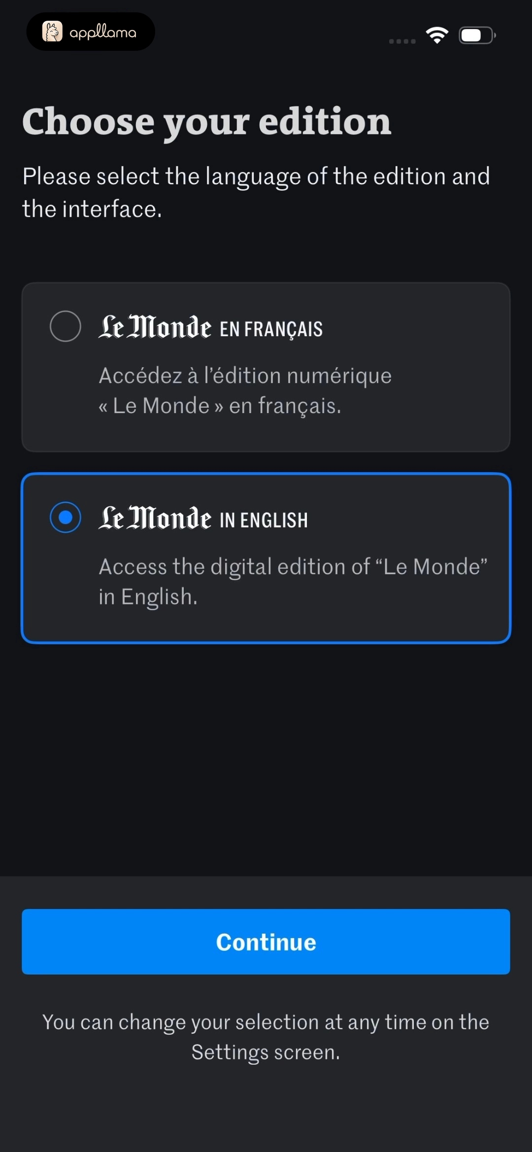 Edition Selection
