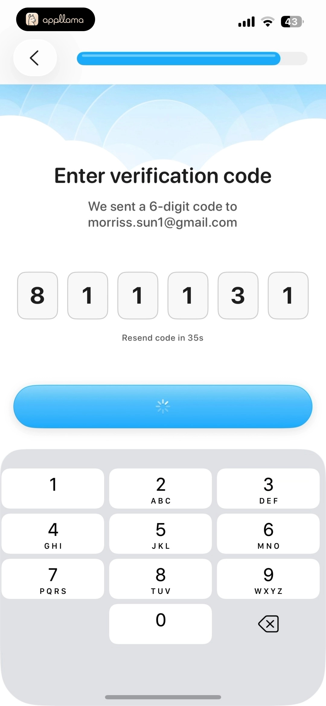 OTP Code Entered