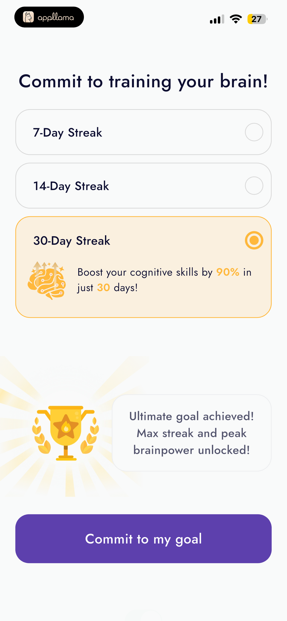 Training Goal Setup