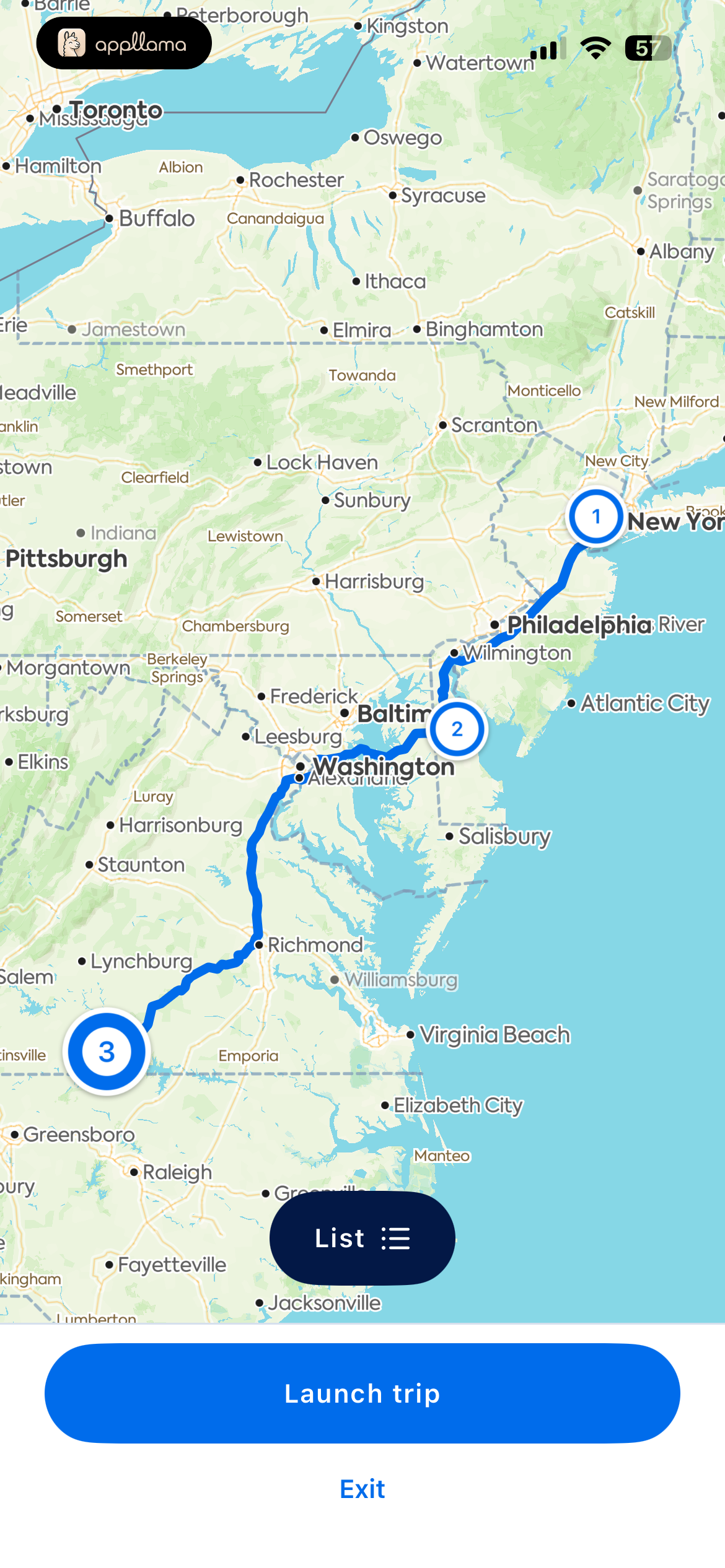 Trip Route Map