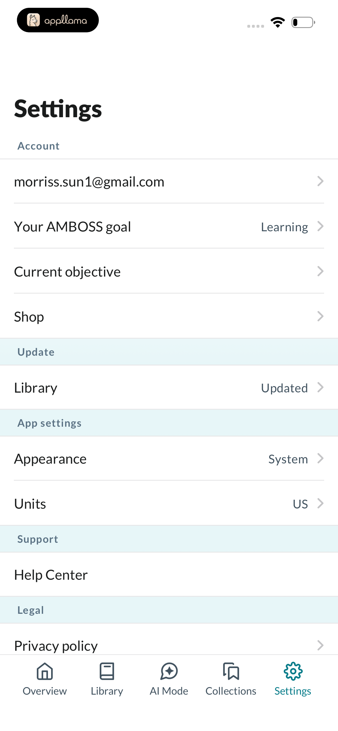 Account and App Settings
